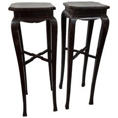Two 20th Century Black Wooden Pedestals
