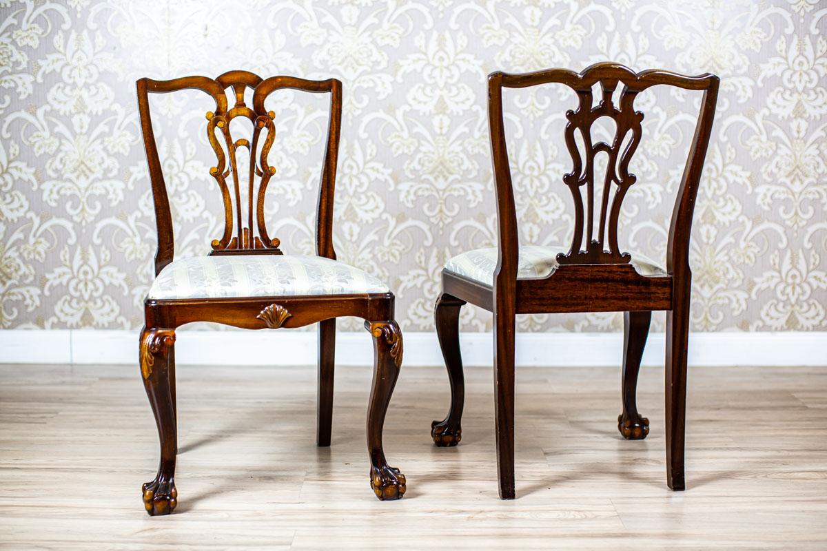European Two 20th-Century Chairs in the Chippendale Type Veneered with Walnut For Sale