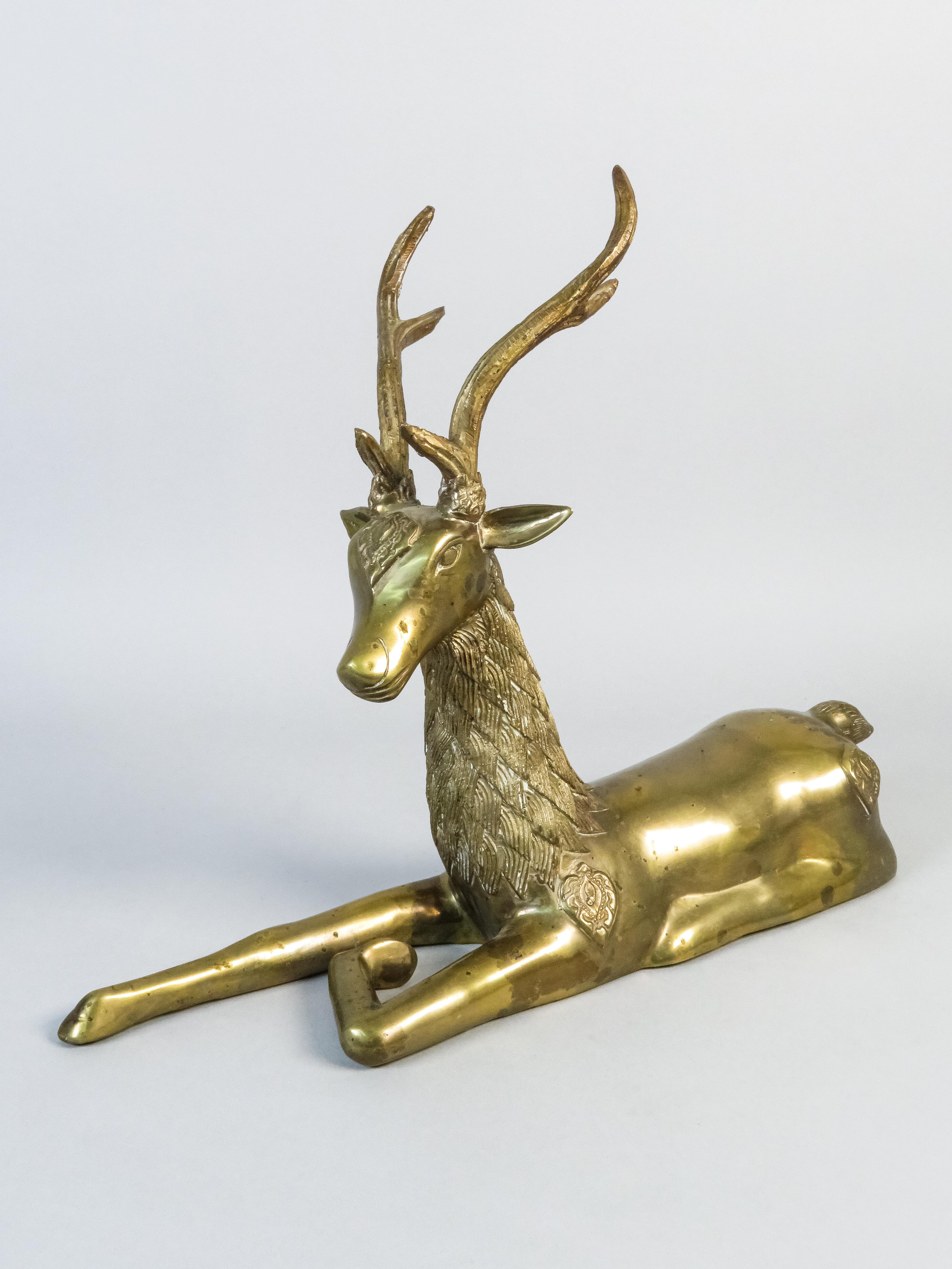 Two 20th-century gilt bronze deer sculptures For Sale 5