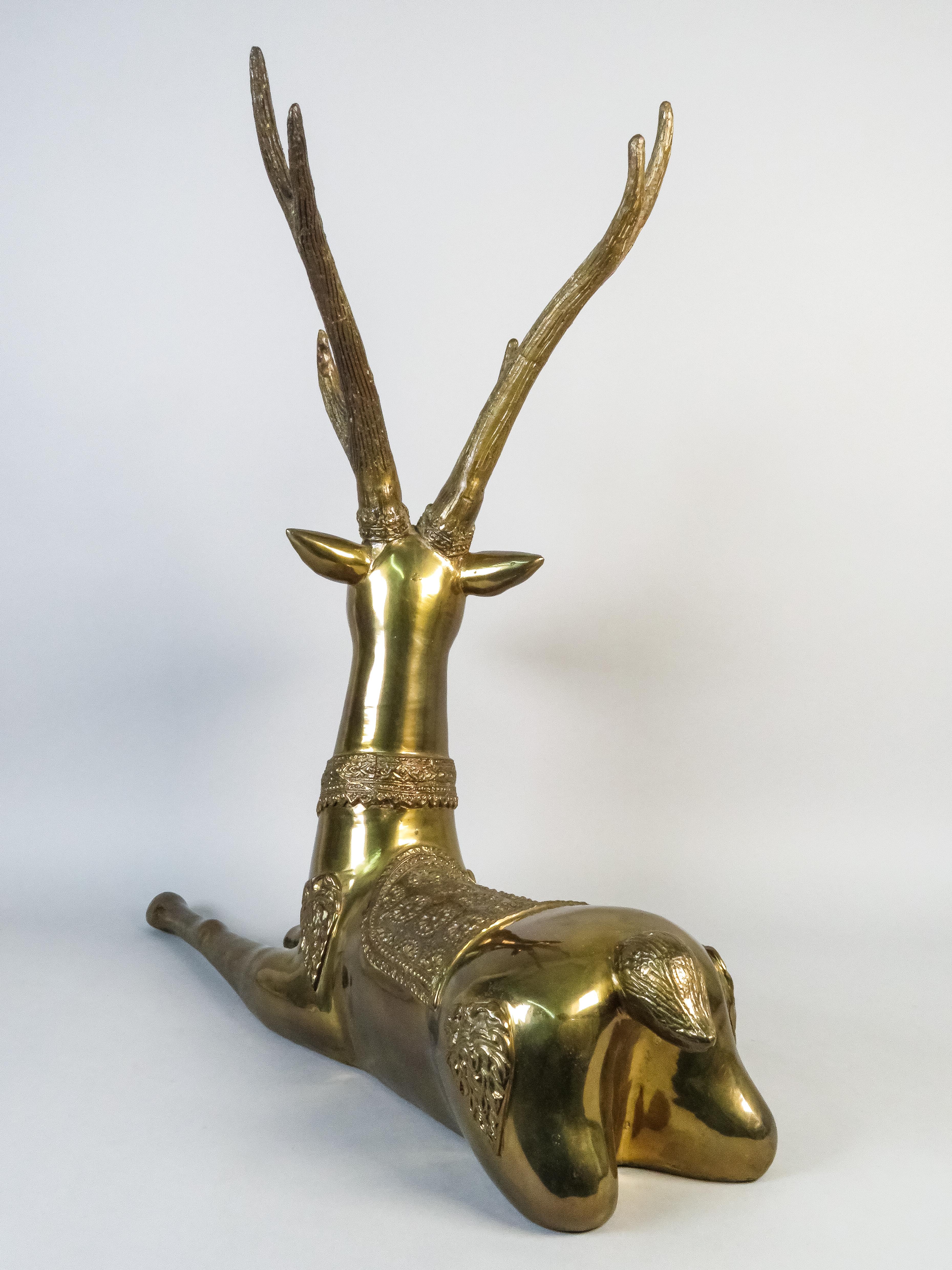 Bronze Two 20th-century gilt bronze deer sculptures For Sale