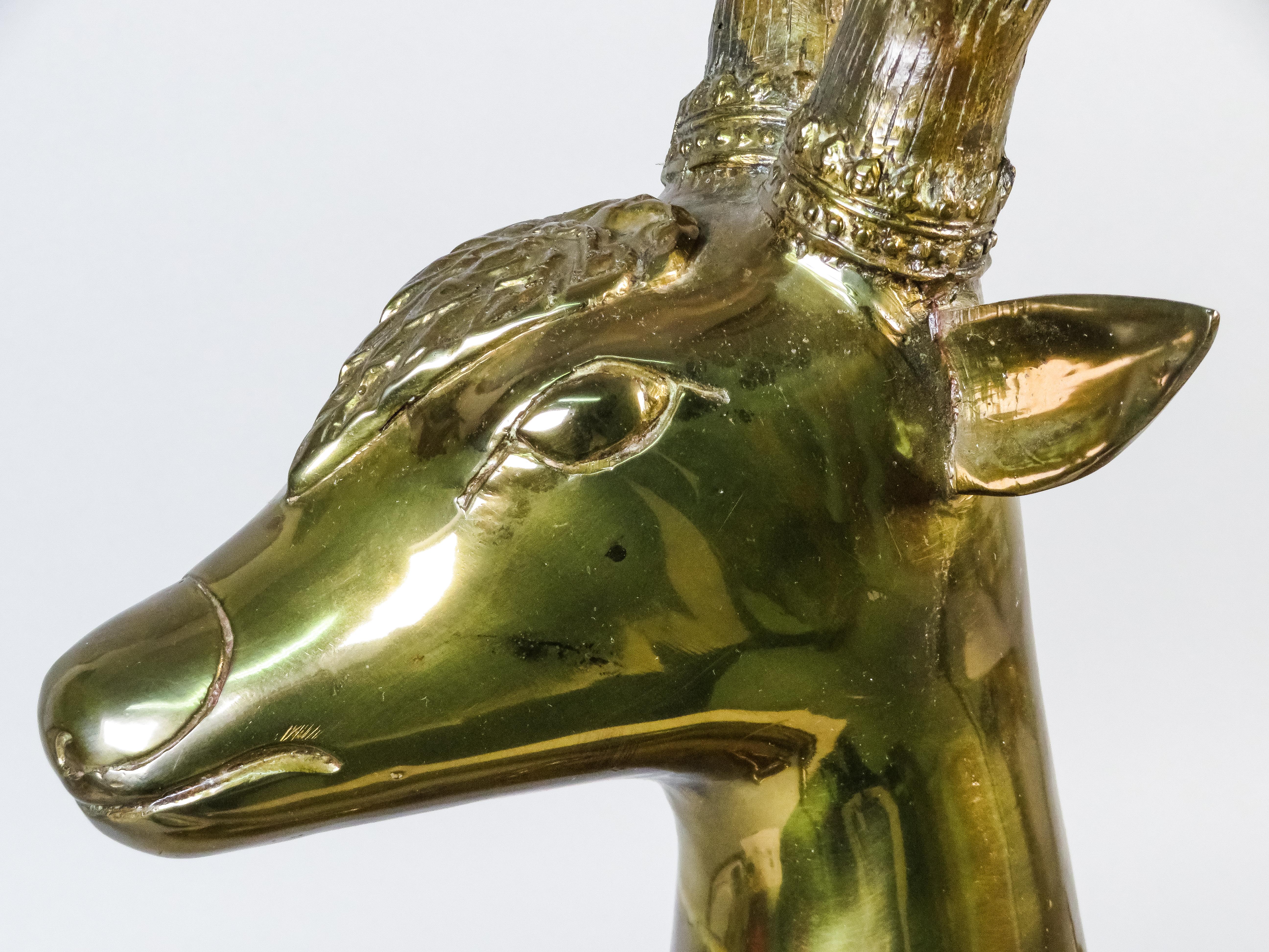 Two 20th-century gilt bronze deer sculptures For Sale 3