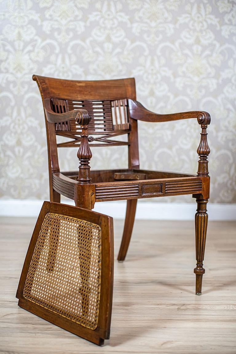 Two 20th-Century Walnut Rattan Armchairs In Good Condition In Opole, PL