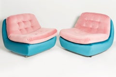 Two 20th Century Vintage Pink and Blue Atlantis Armchairs, 1960s