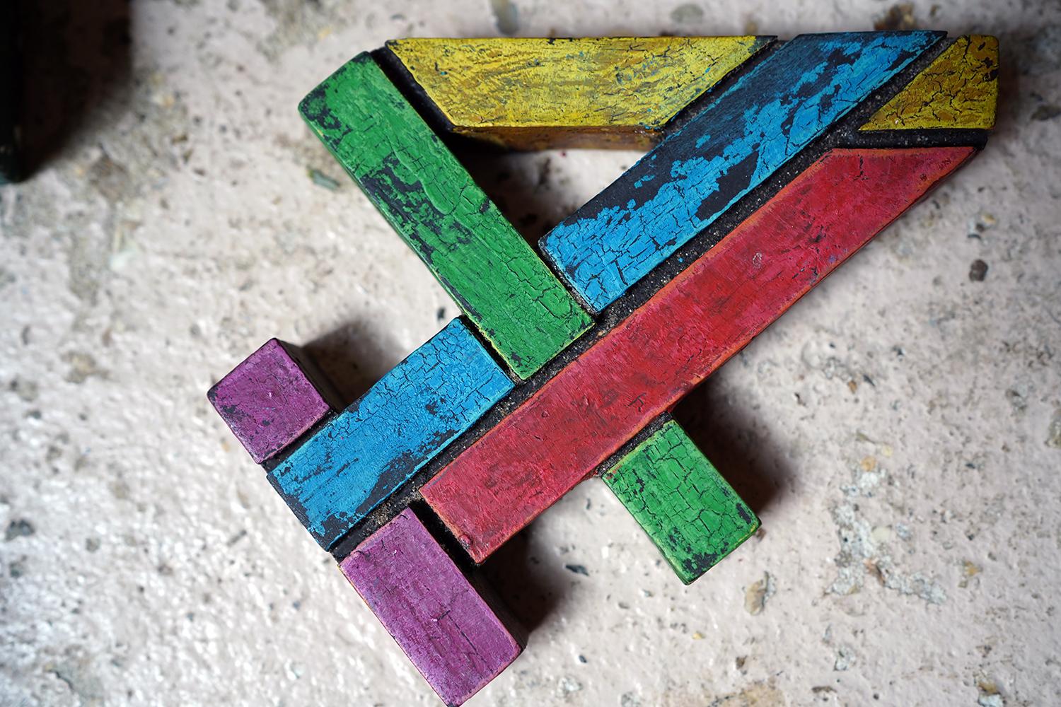 Two 20thC Channel 4 Production Painted Wooden Block Logo Idents, c.1990-95 10
