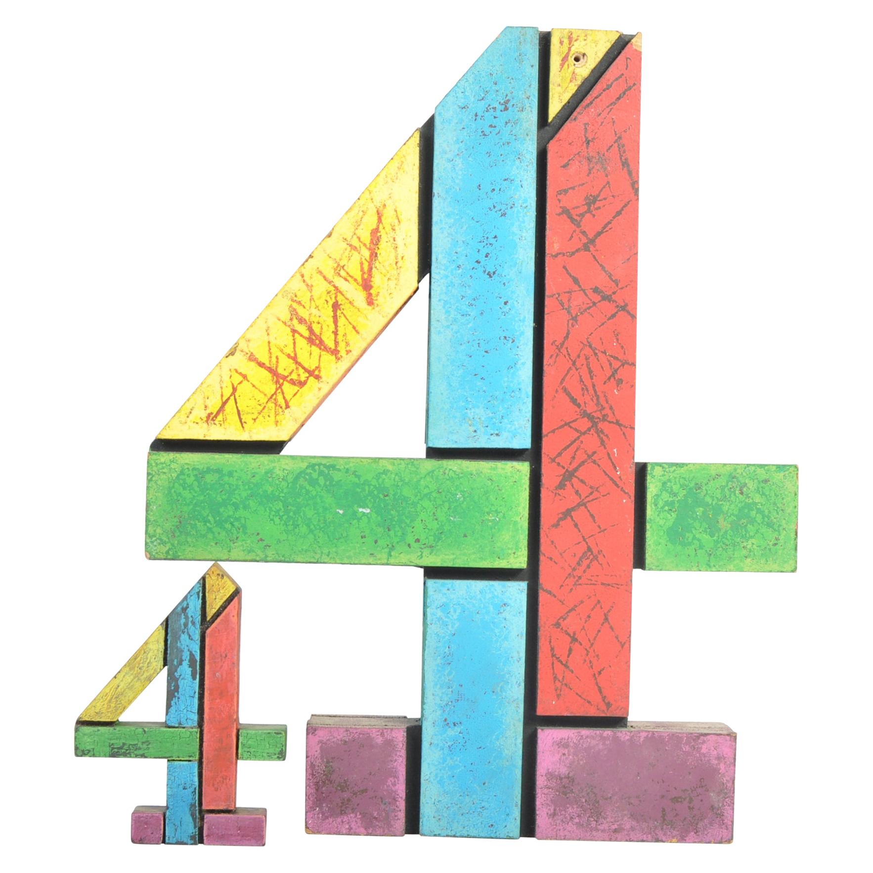 Two 20thC Channel 4 Production Painted Wooden Block Logo Idents, c.1990-95