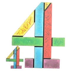 Two 20thC Channel 4 Production Painted Wooden Block Logo Idents, c.1990-95