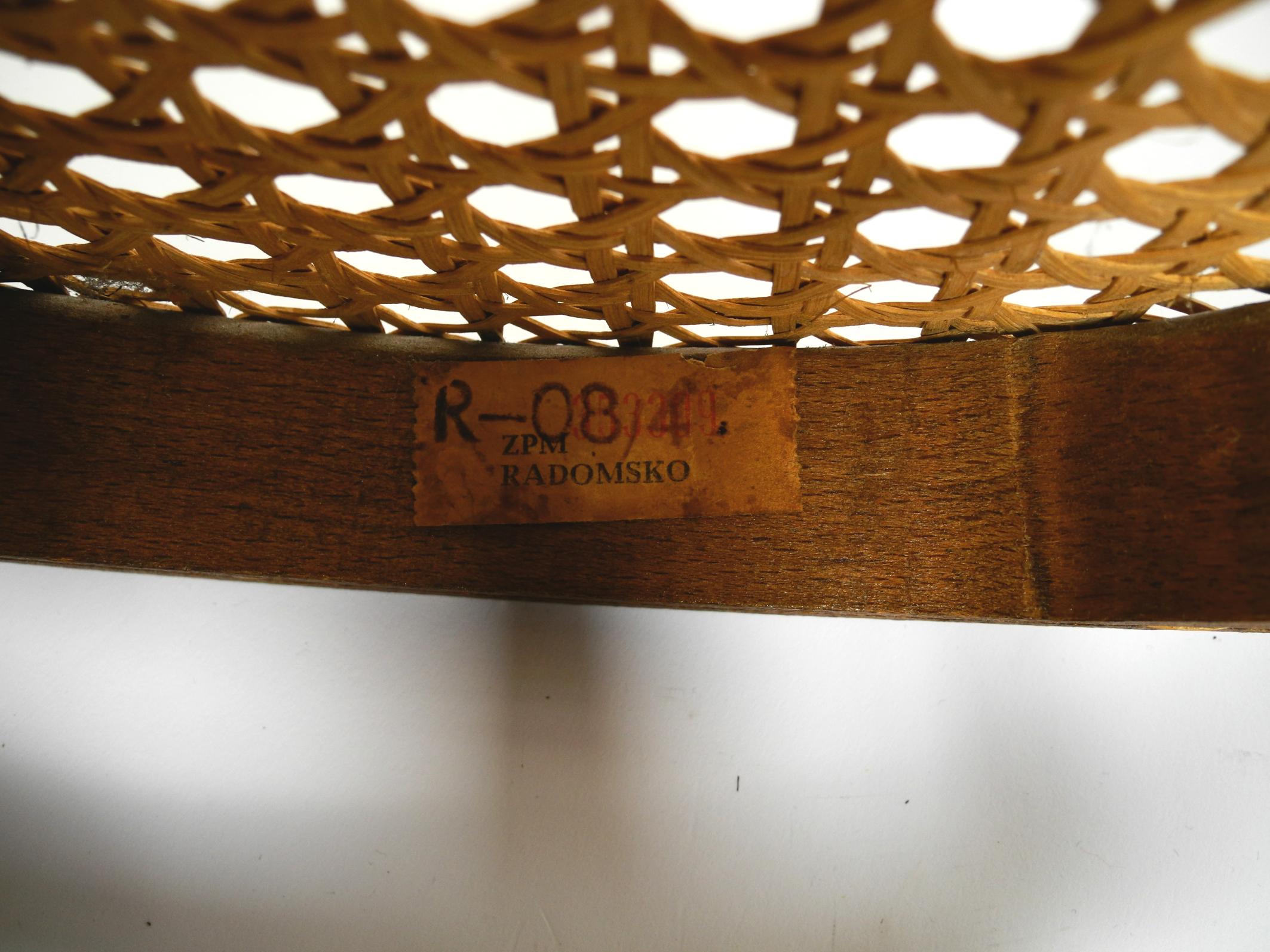 Two 30s coffee house chairs made of bentwood with cane weave by ZPM Radomsko 7