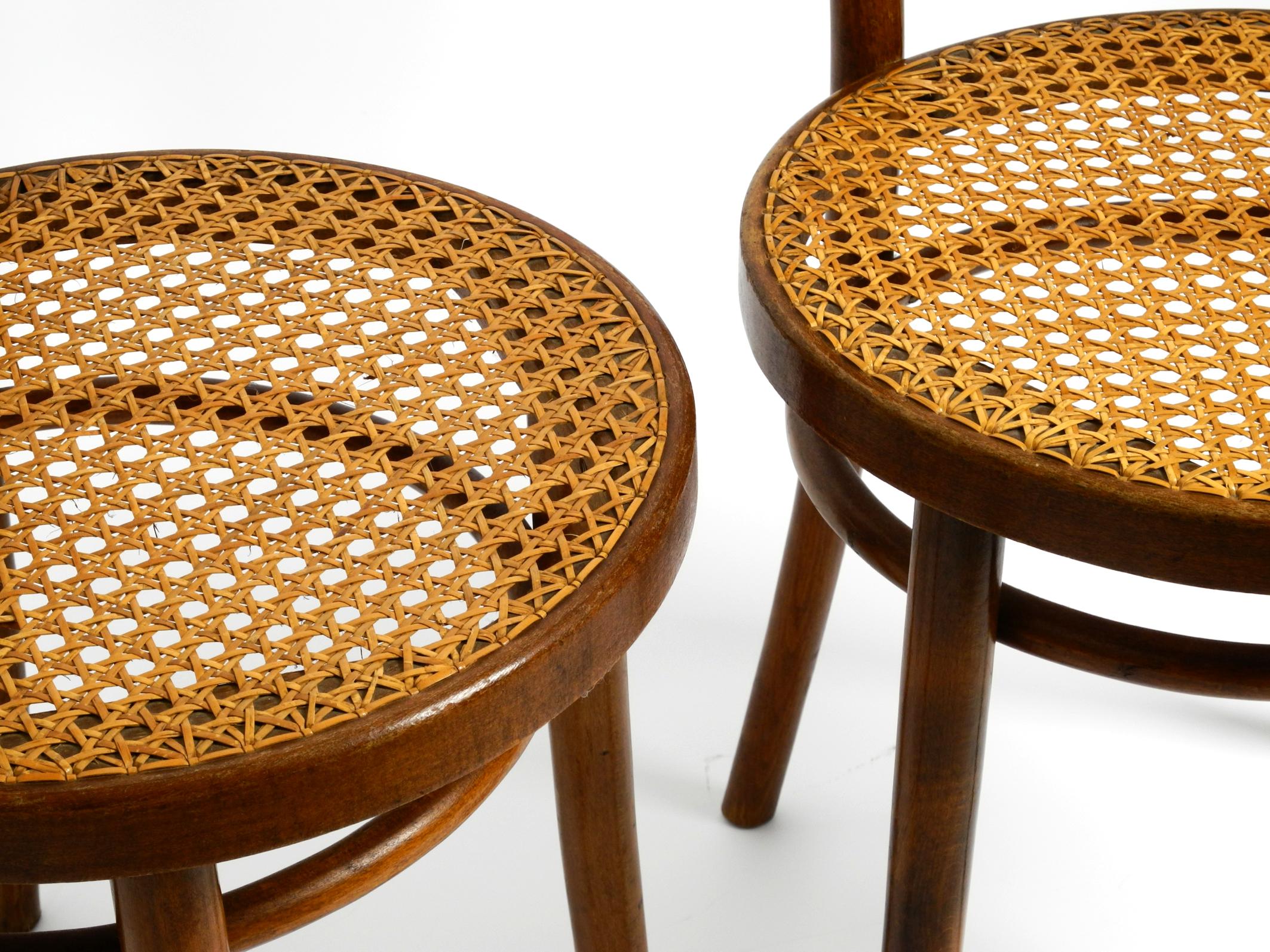 Reed Two 30s coffee house chairs made of bentwood with cane weave by ZPM Radomsko