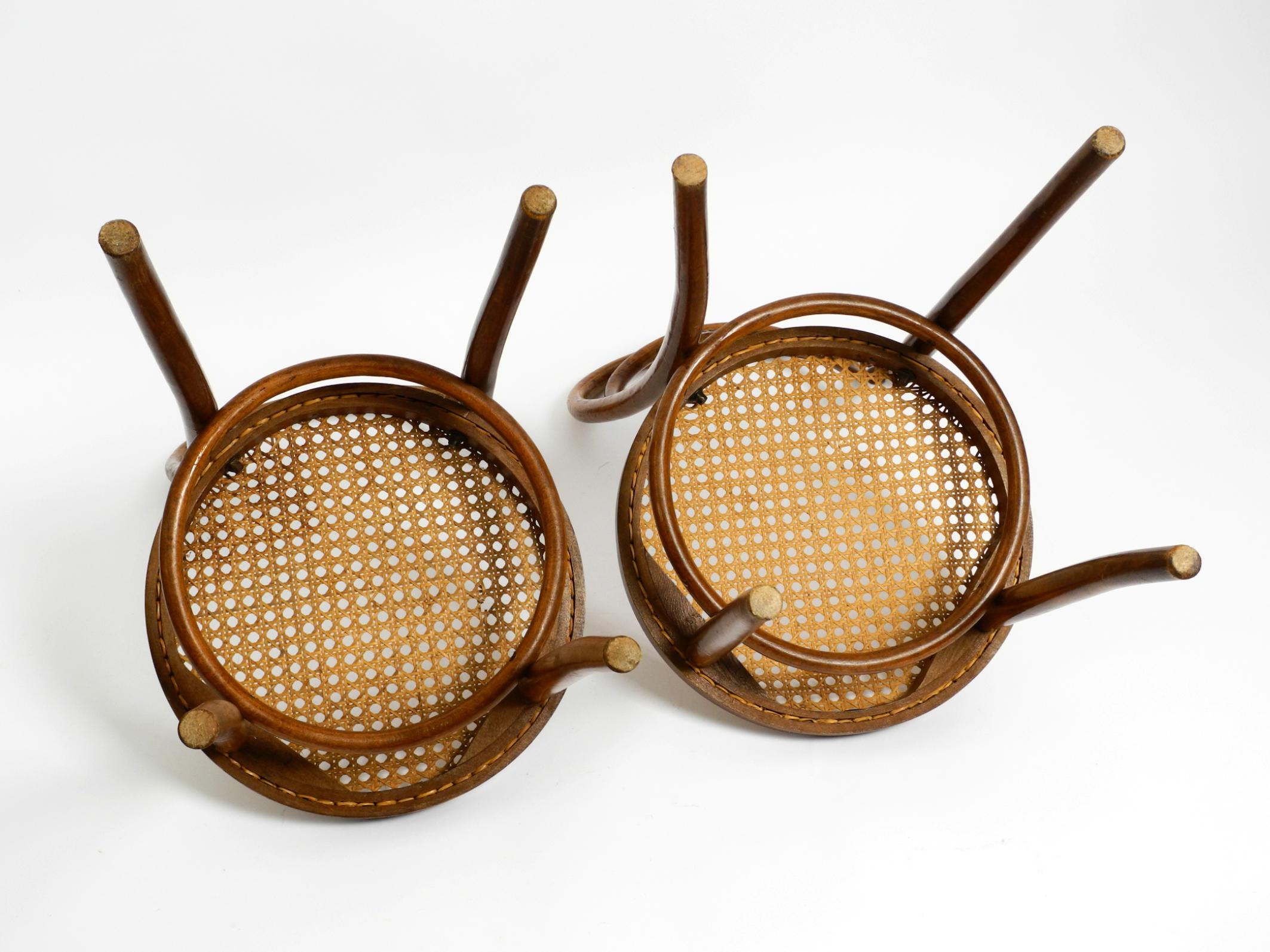 Two 30s coffee house chairs made of bentwood with cane weave by ZPM Radomsko 2