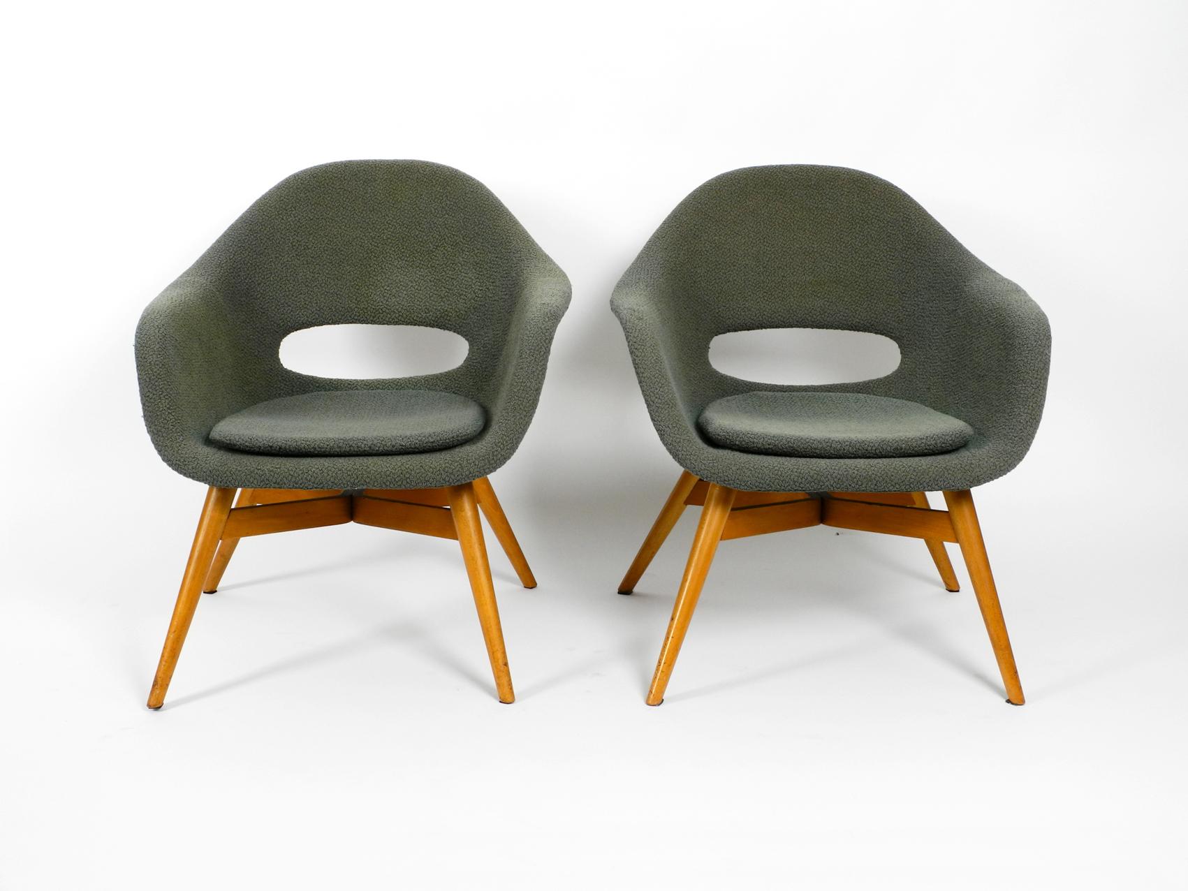 Two Lounge Chairs Miroslav Navratil with Fiberglass Shell and Original Cover 4