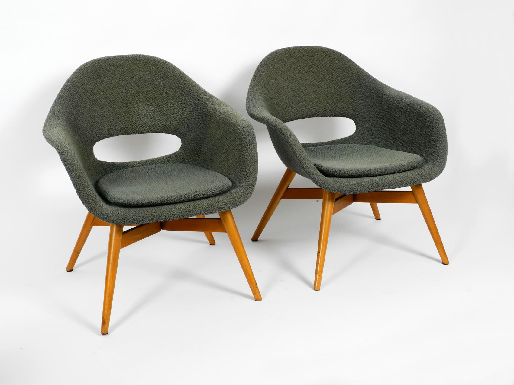 Two Lounge Chairs Miroslav Navratil with Fiberglass Shell and Original Cover 5