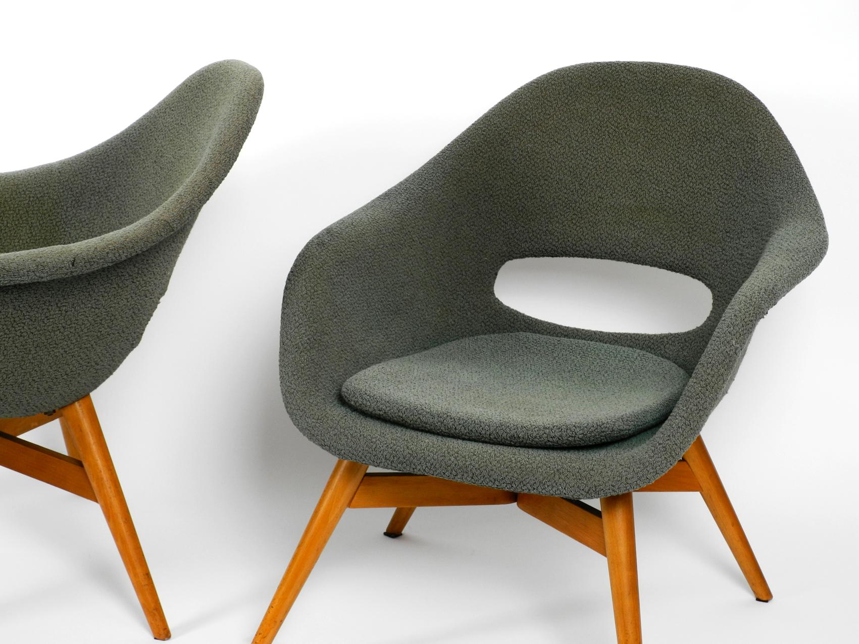 Two Lounge Chairs Miroslav Navratil with Fiberglass Shell and Original Cover 7