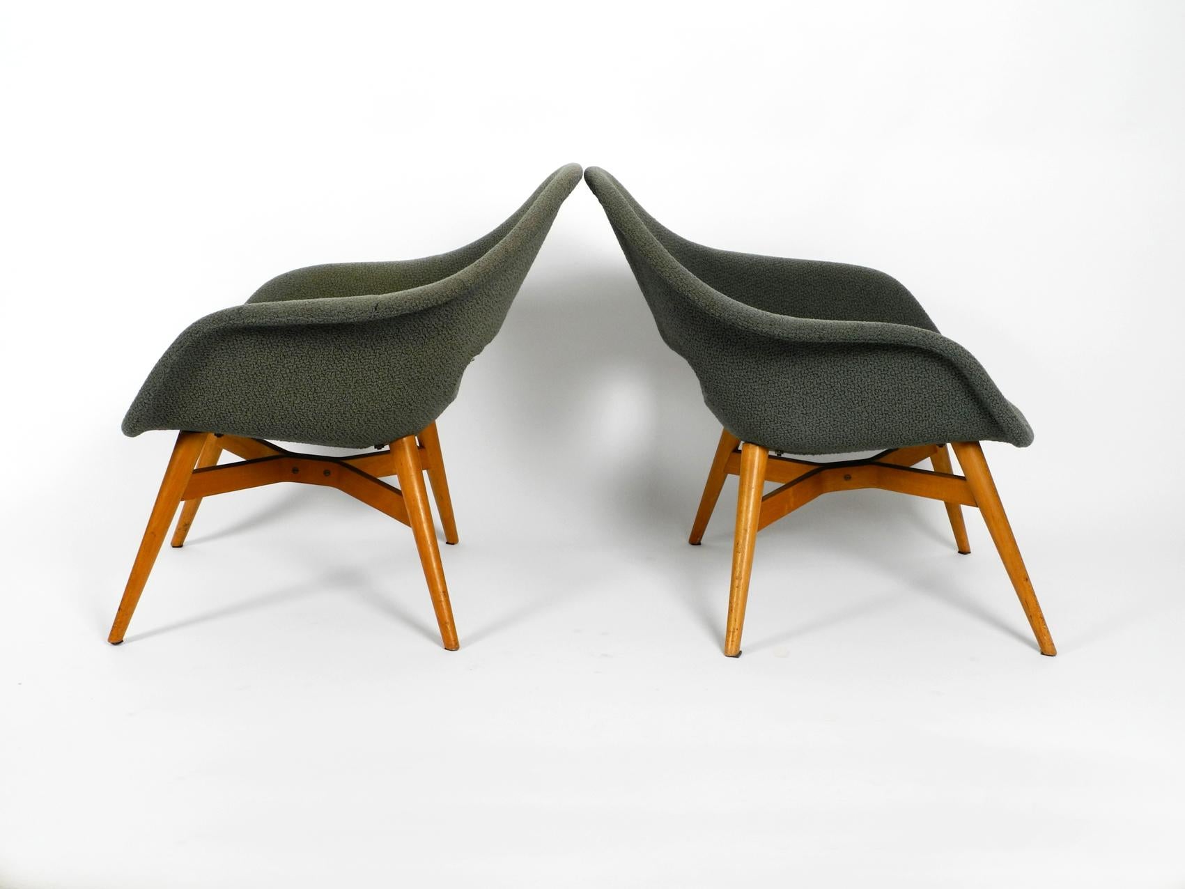 Mid-Century Modern Two Lounge Chairs Miroslav Navratil with Fiberglass Shell and Original Cover