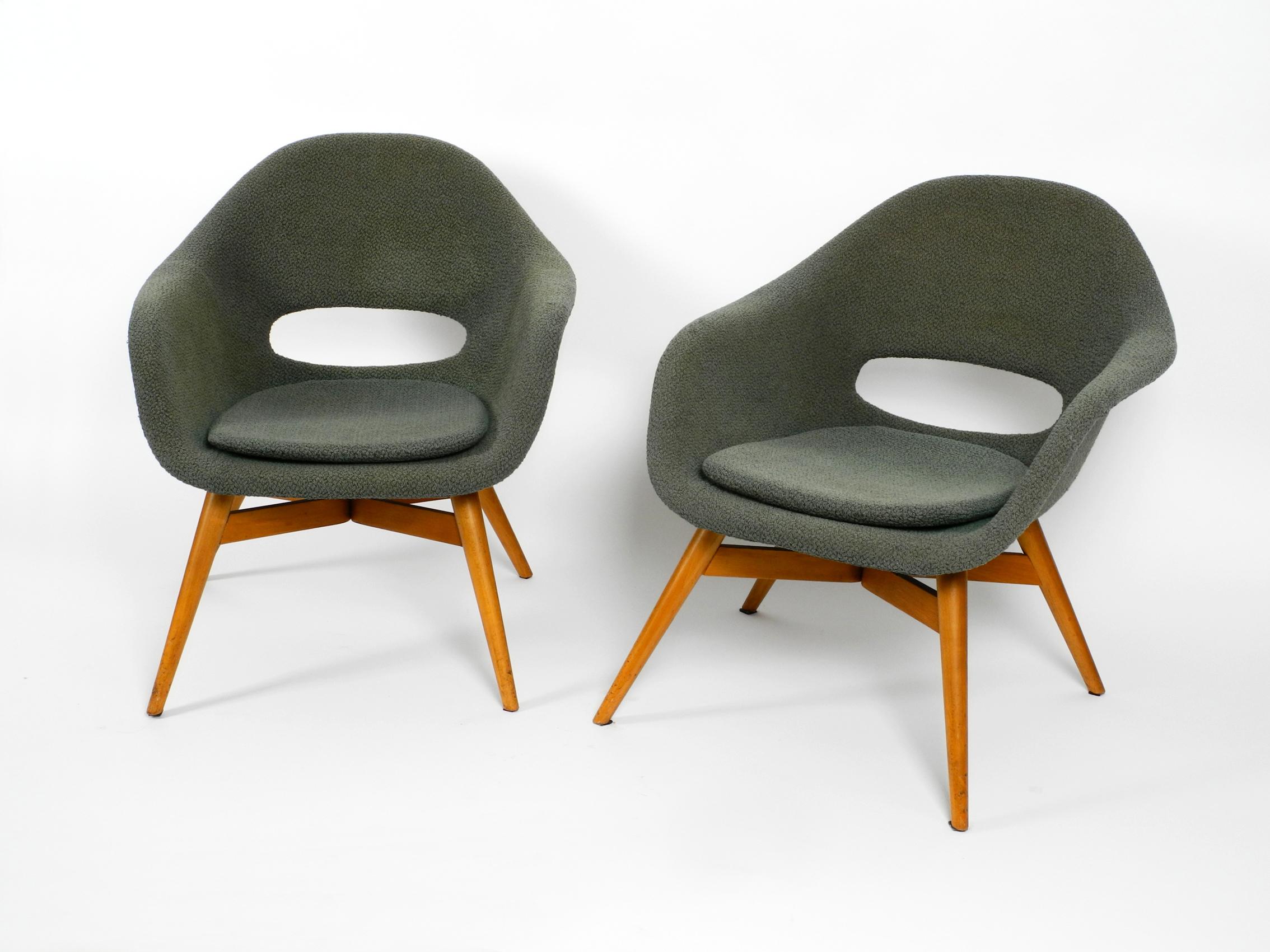 Czech Two Lounge Chairs Miroslav Navratil with Fiberglass Shell and Original Cover