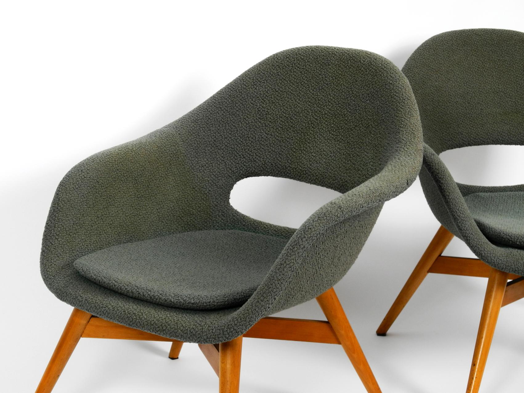Mid-20th Century Two Lounge Chairs Miroslav Navratil with Fiberglass Shell and Original Cover