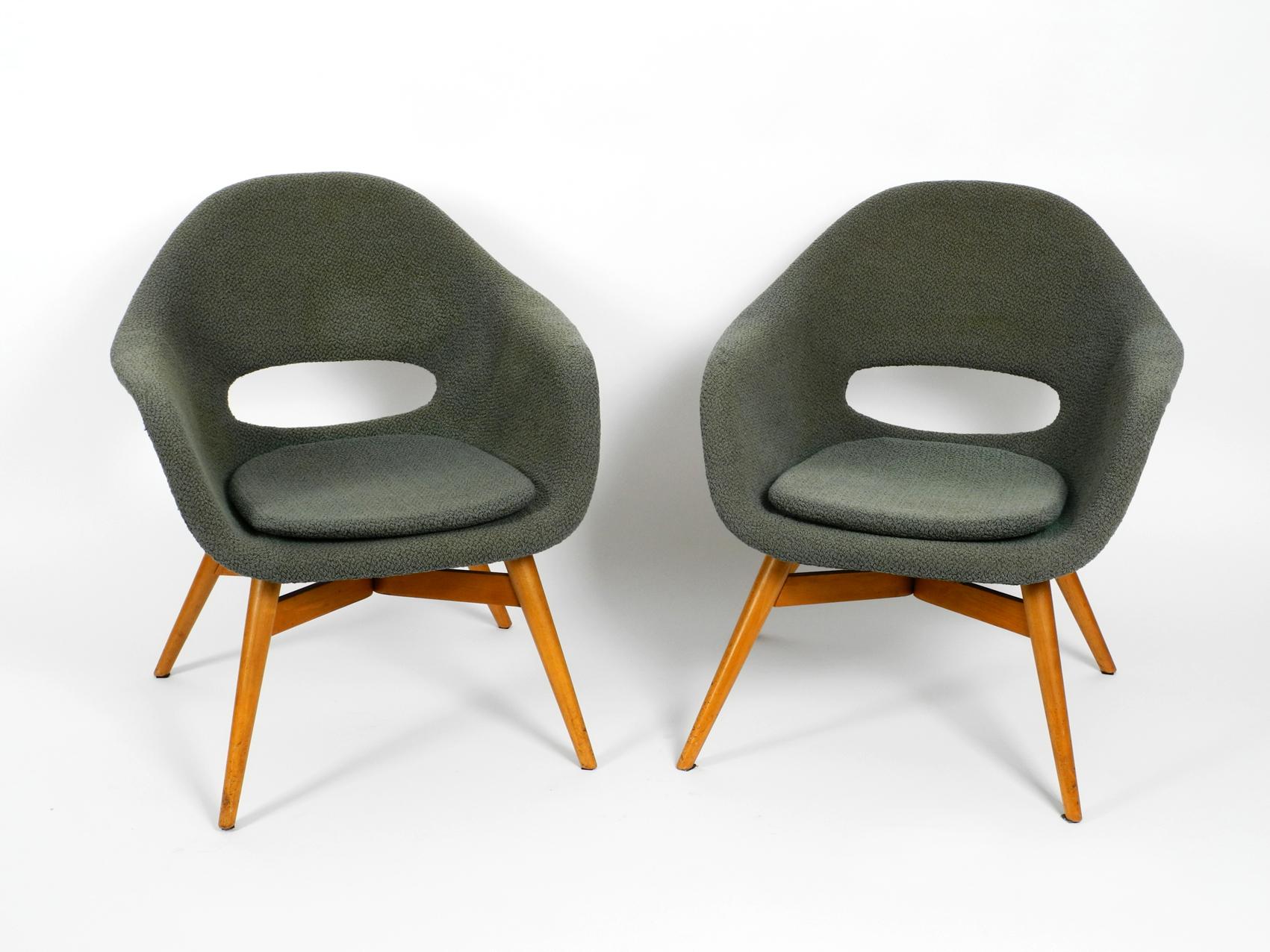 Two Lounge Chairs Miroslav Navratil with Fiberglass Shell and Original Cover 3