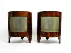 Zwei 90er Jahre Couchtische "night&day" von Tura aus Holz mit Ziegenlederbezug