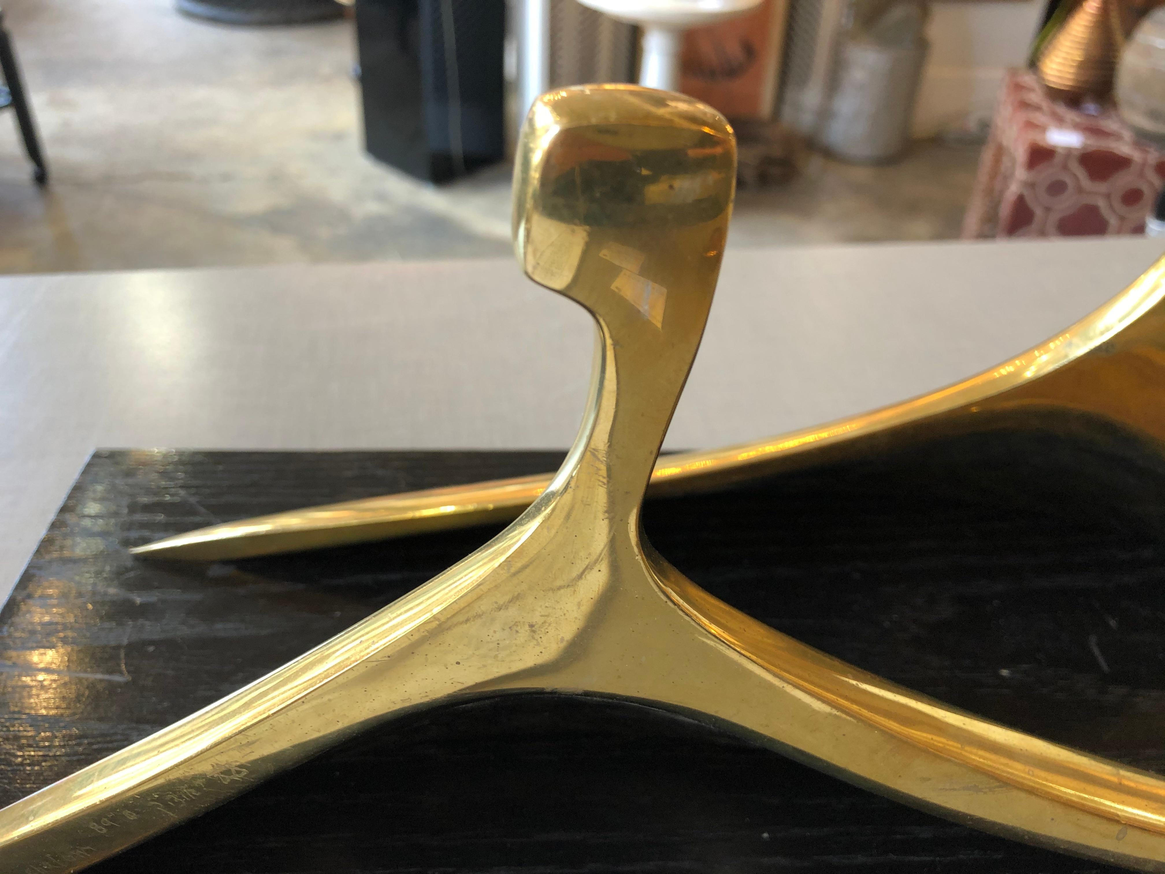 Two Abstract Gilt Bronze Sculptures by Itzik Ben Shalom In Good Condition For Sale In Chicago, IL