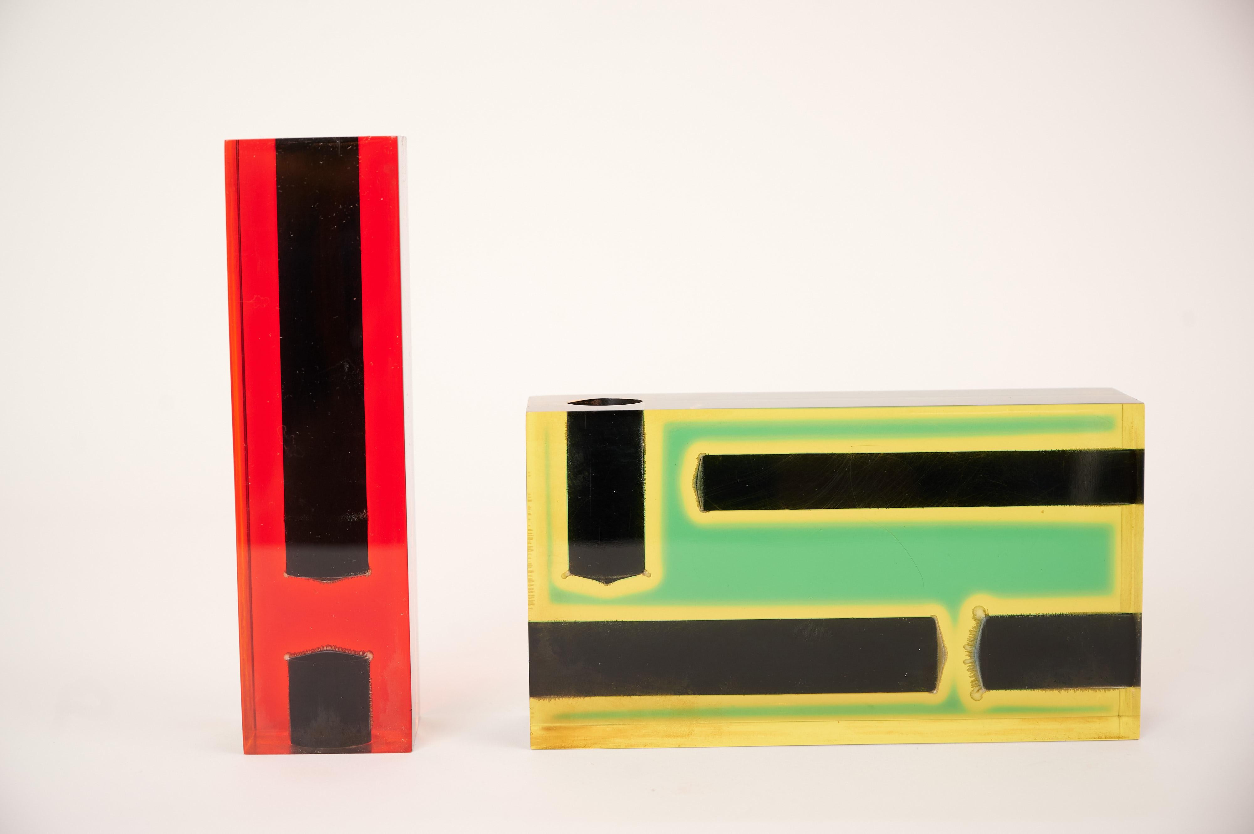 Two Acrylic Op Art Abstract Candle Holders / Sculptures In Good Condition In London, GB