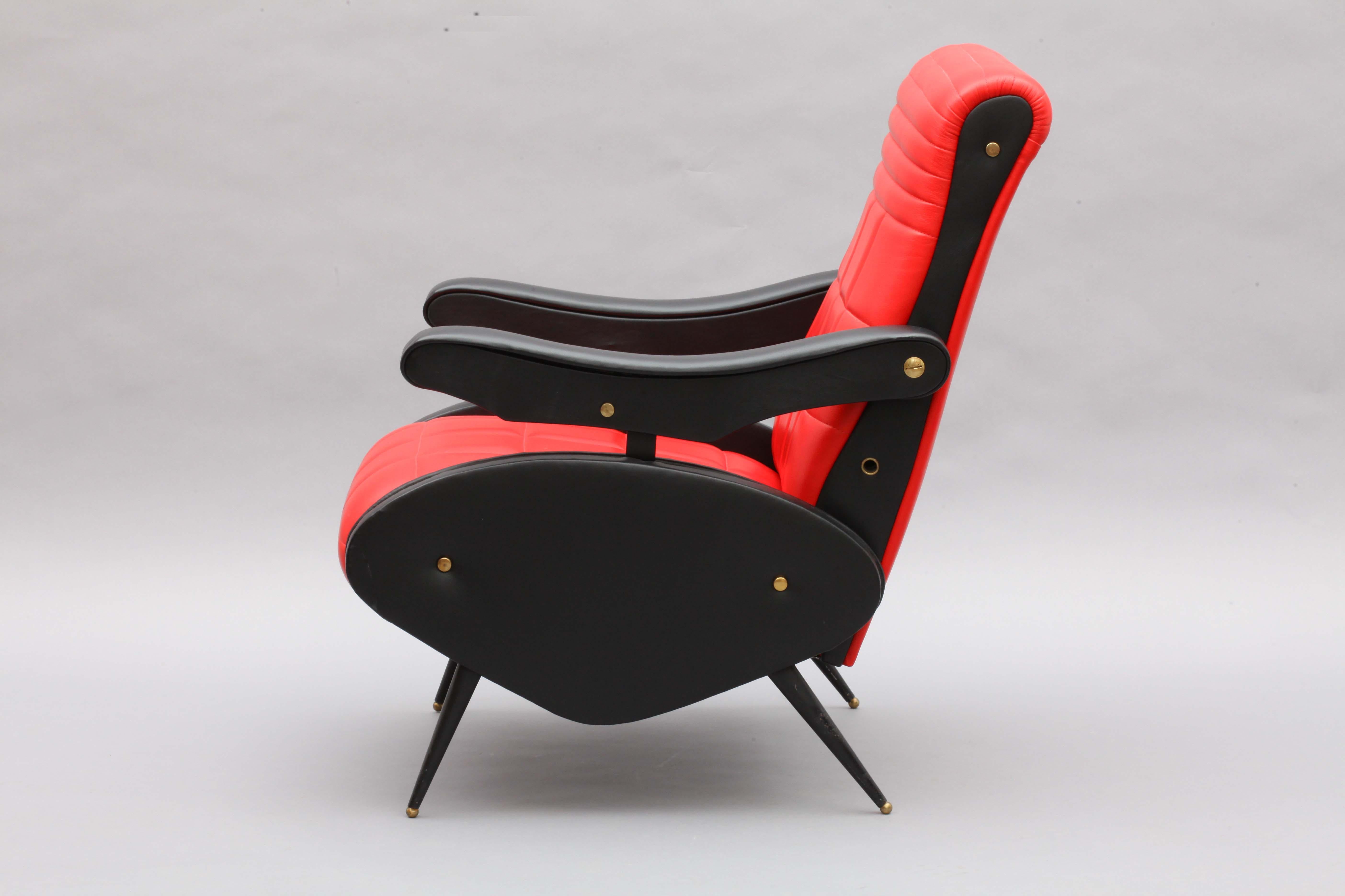 Mid-Century Modern Two Adjustable Armchairs in the Style of Marco Zanuso, Italy, 1958