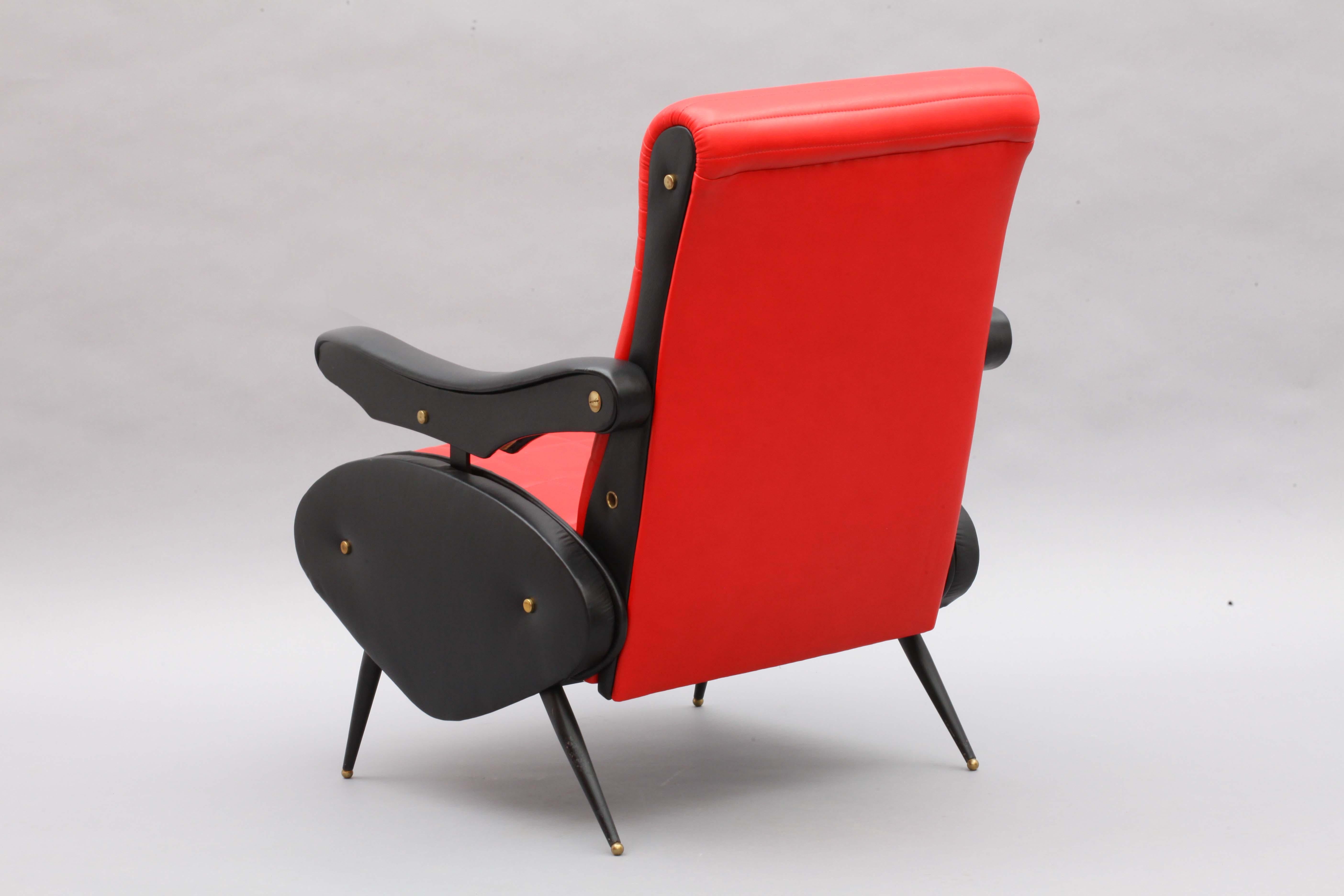 Two Adjustable Armchairs in the Style of Marco Zanuso, Italy, 1958 1