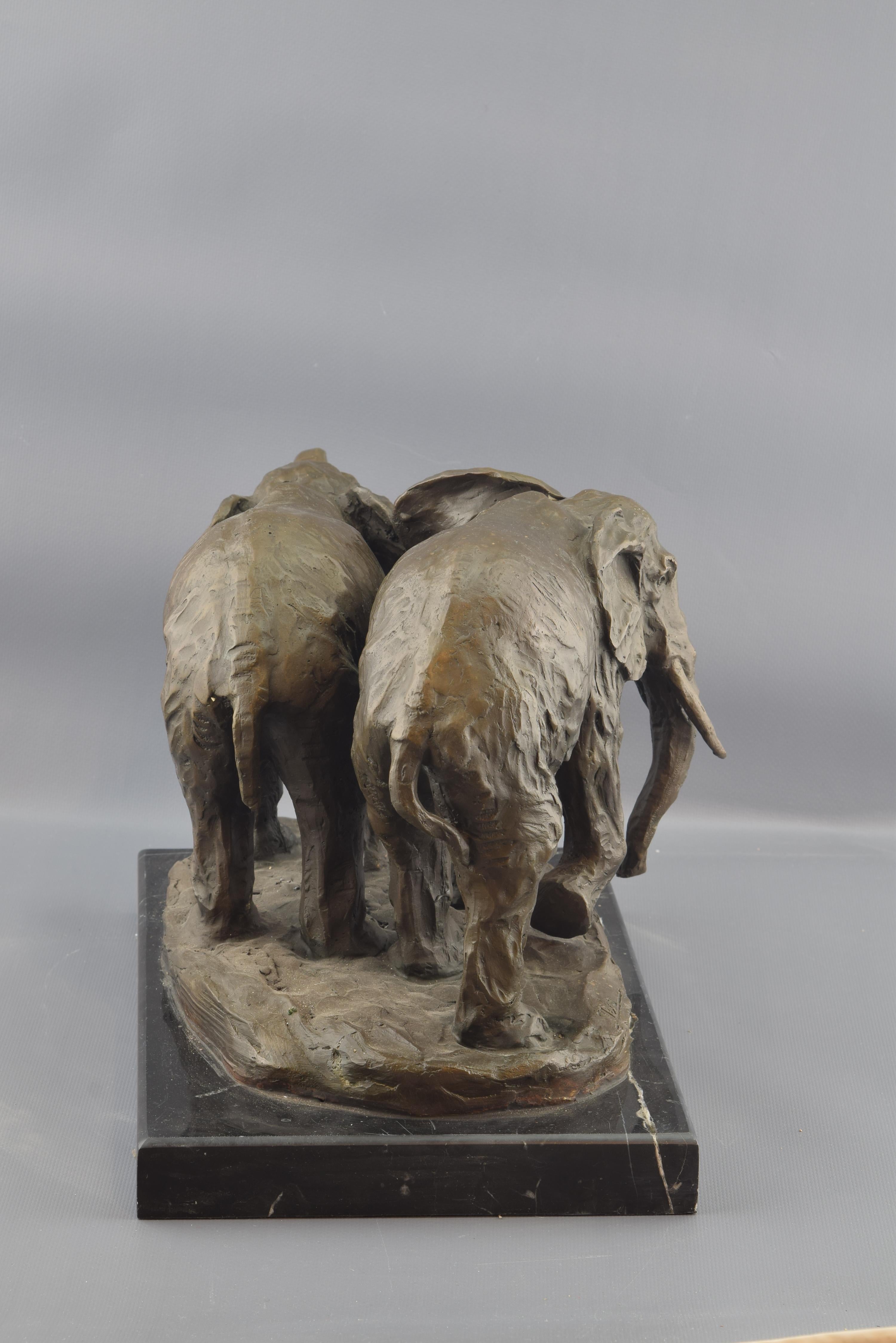 European Two African Elephants. Bronze, Marble, after Models from Milo ‘1939-‘
