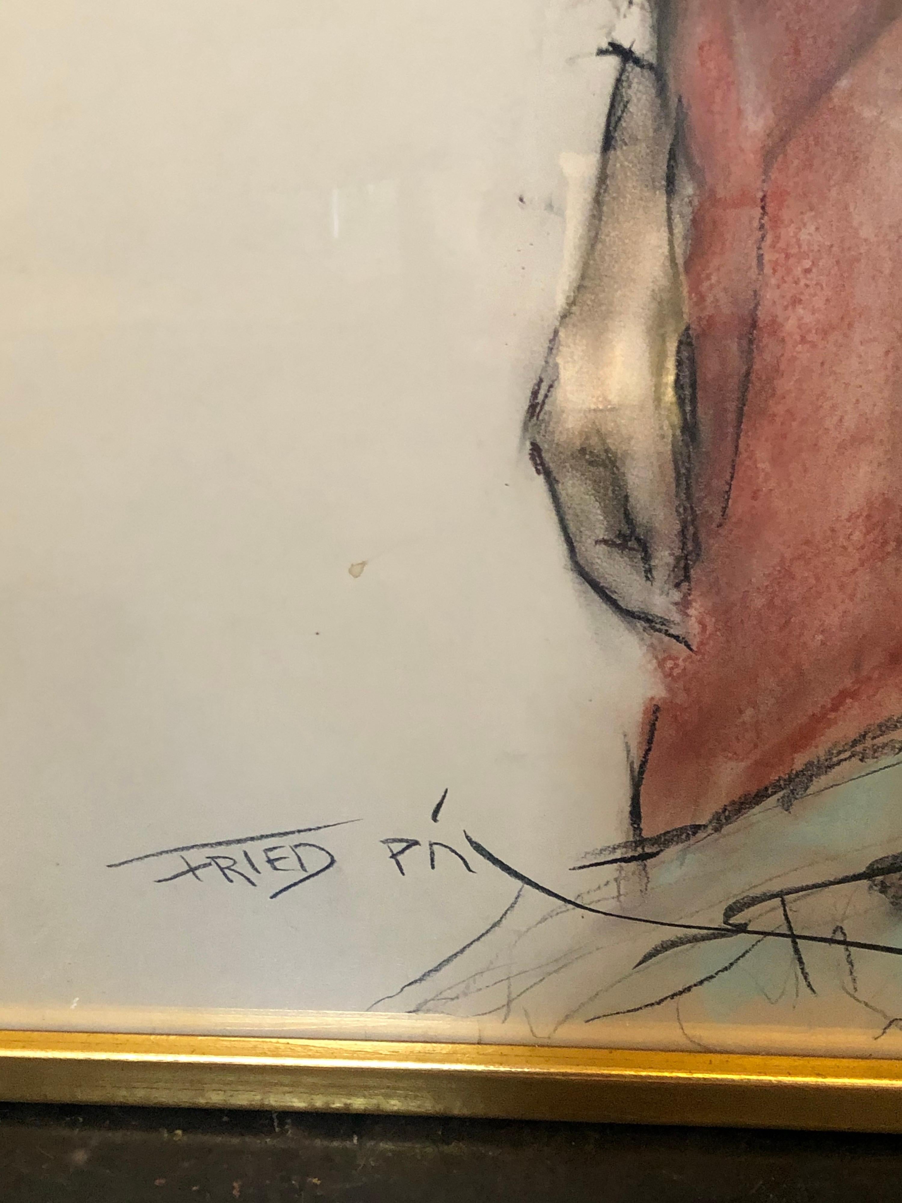 Afrikanische Frauen, Pastell auf Papier von Pal Fried im Zustand „Hervorragend“ im Angebot in Los Angeles, CA