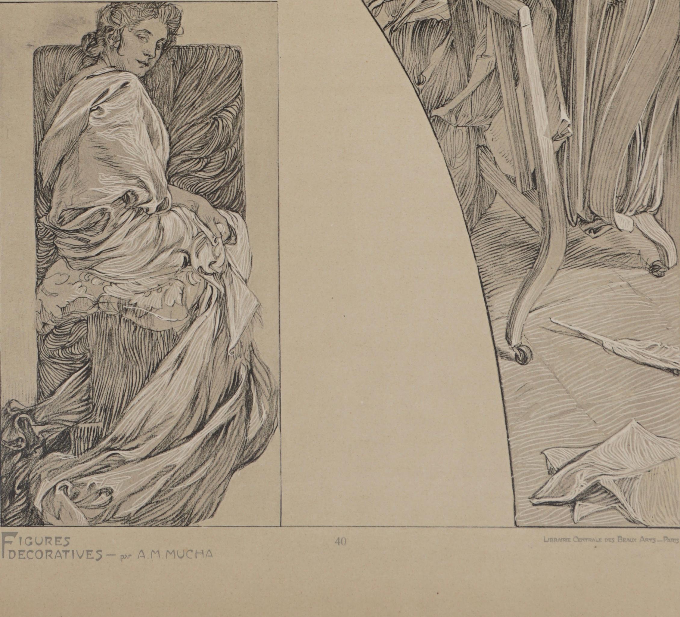 Two Alphonse Mucha Lithograph Posters from Figure Decoratives, 1905 2