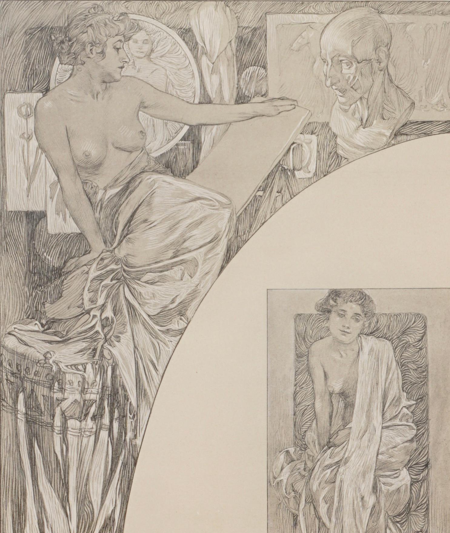 Early 20th Century Two Alphonse Mucha Lithograph Posters from Figure Decoratives, 1905