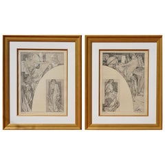 Antique Two Alphonse Mucha Lithograph Posters from Figure Decoratives, 1905