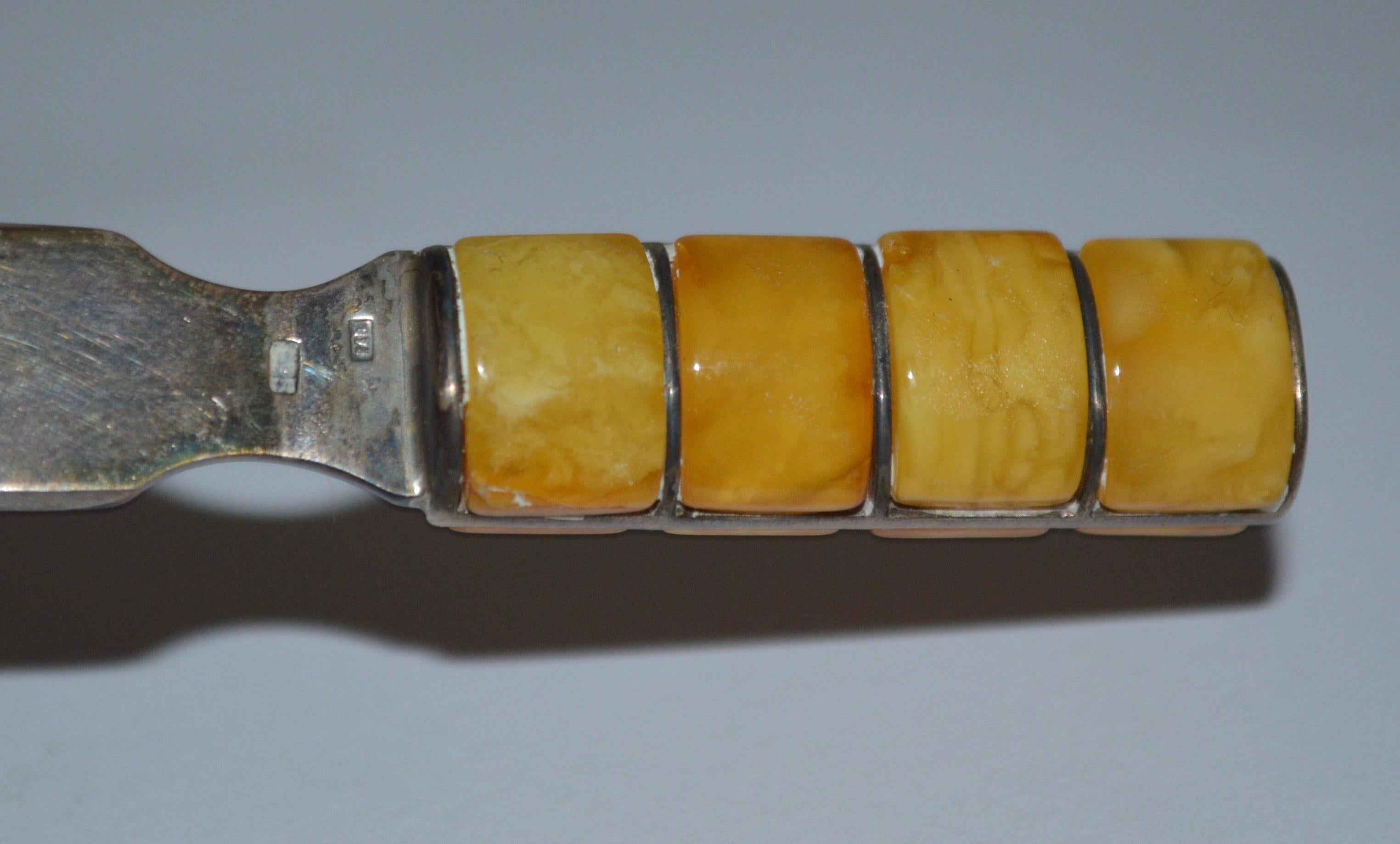 Mid-20th Century Two Amber And Silver Letter Openers For Sale