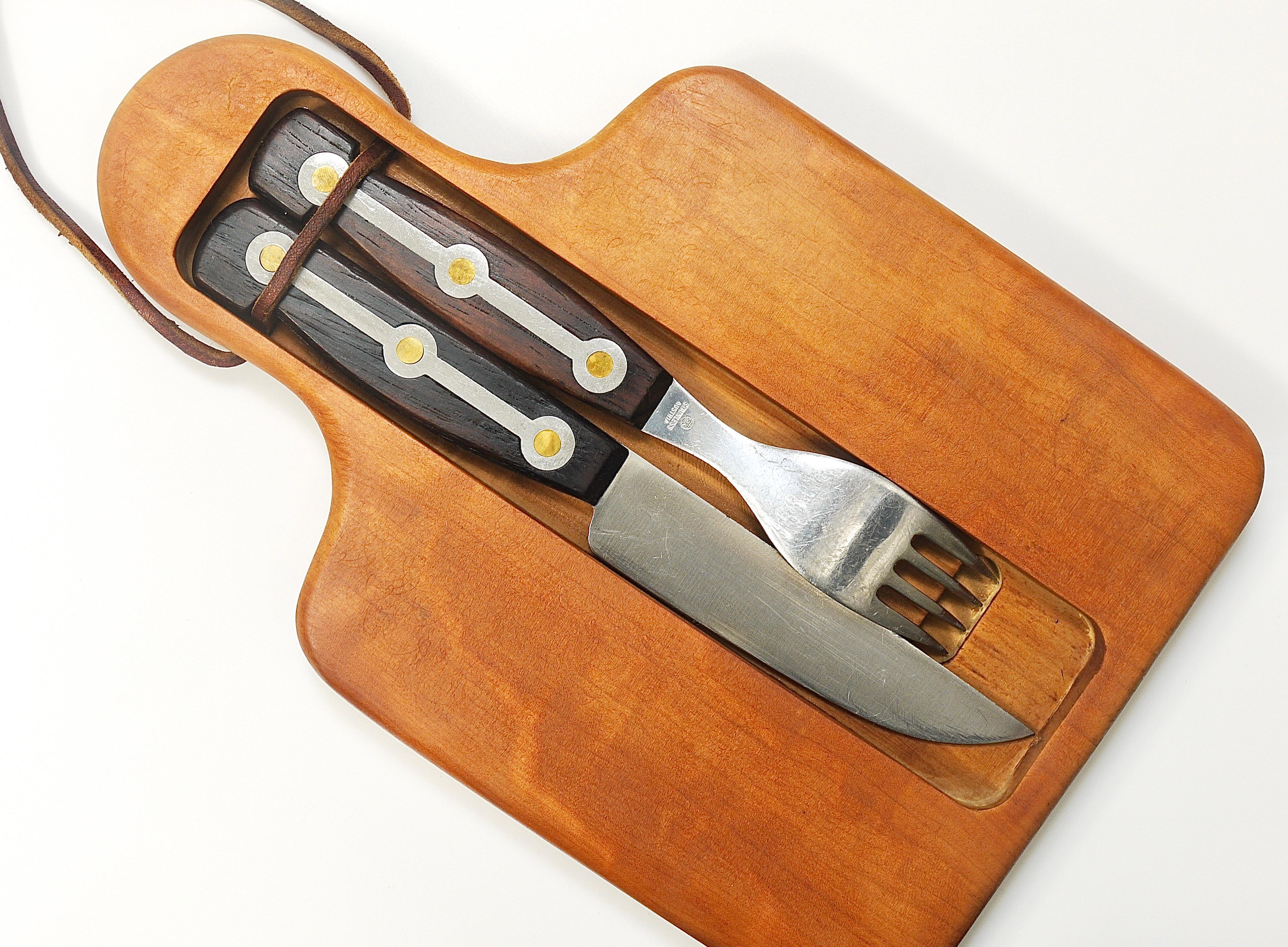 Two Amboss 1050 Snack Board Fork and Knife Sets, Austria, 1960s For Sale 1