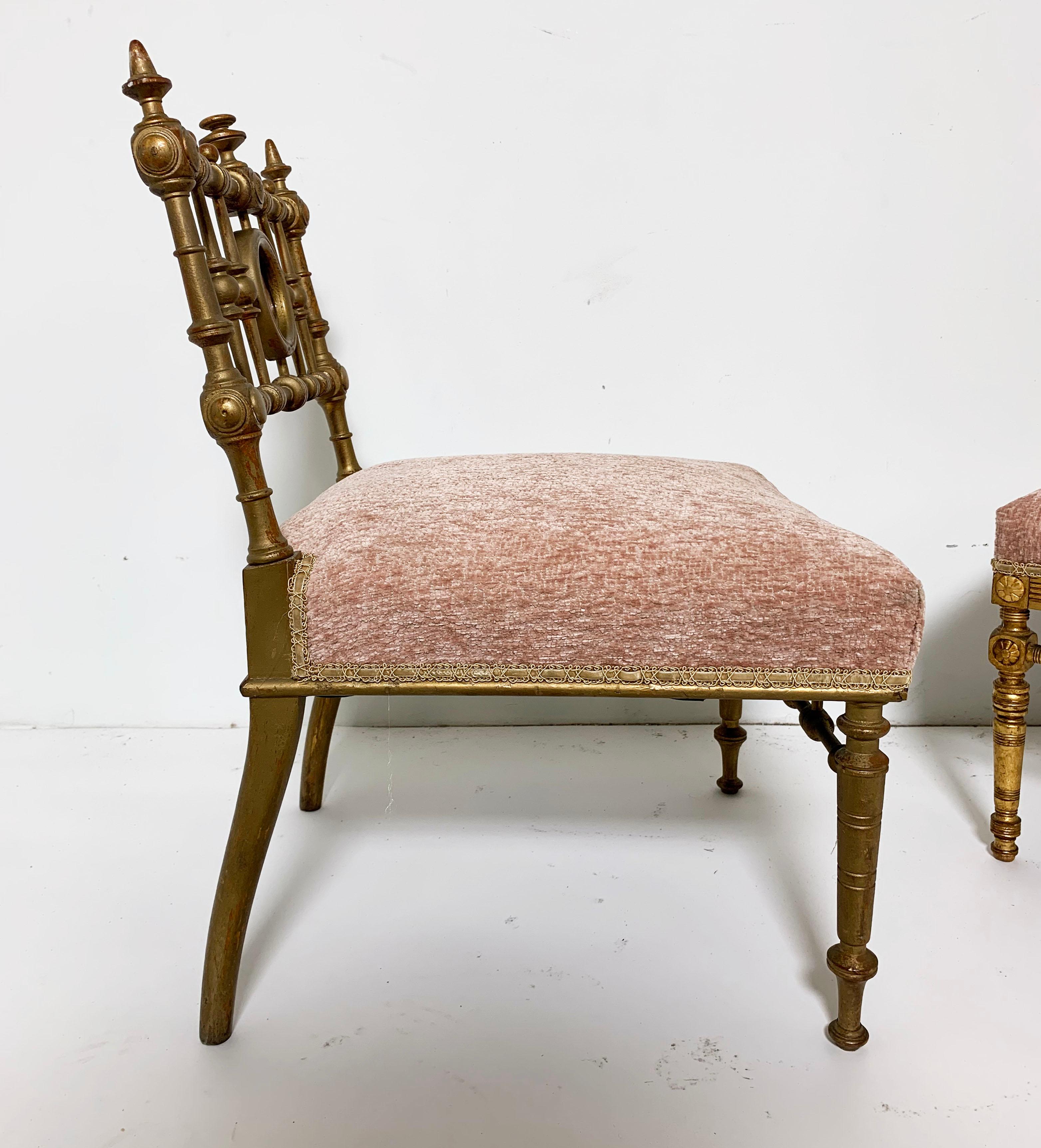 Two American Aesthetic Movement Giltwood Slipper Chairs, circa Late 1800s 4