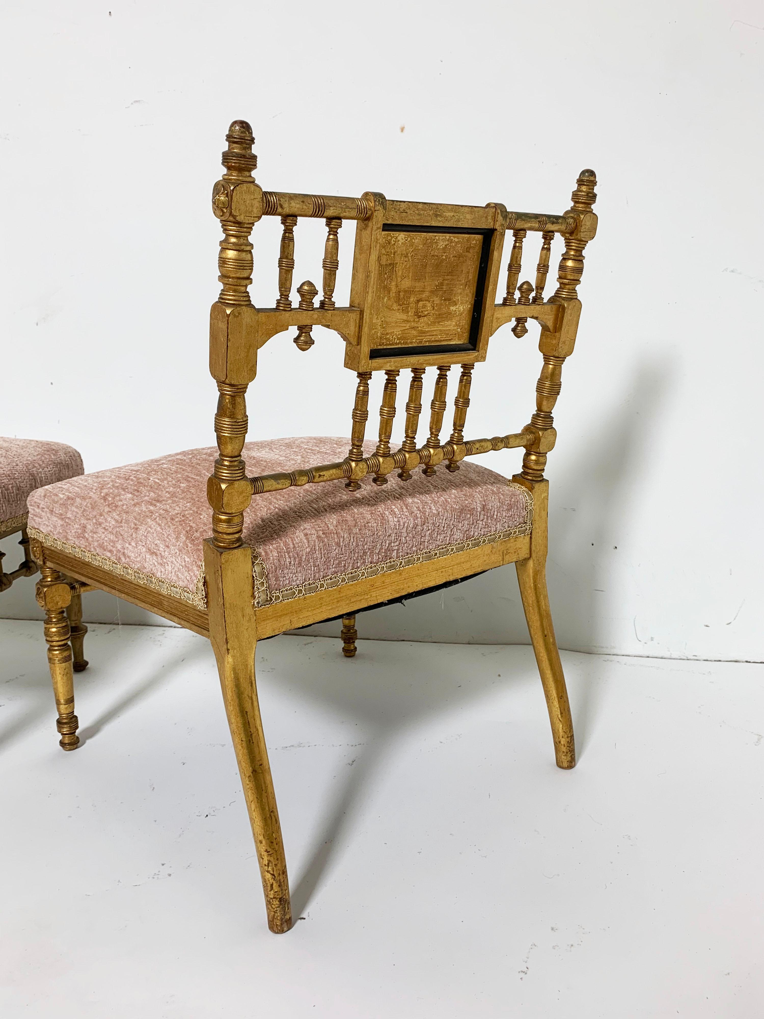 Two American Aesthetic Movement Giltwood Slipper Chairs, circa Late 1800s 6