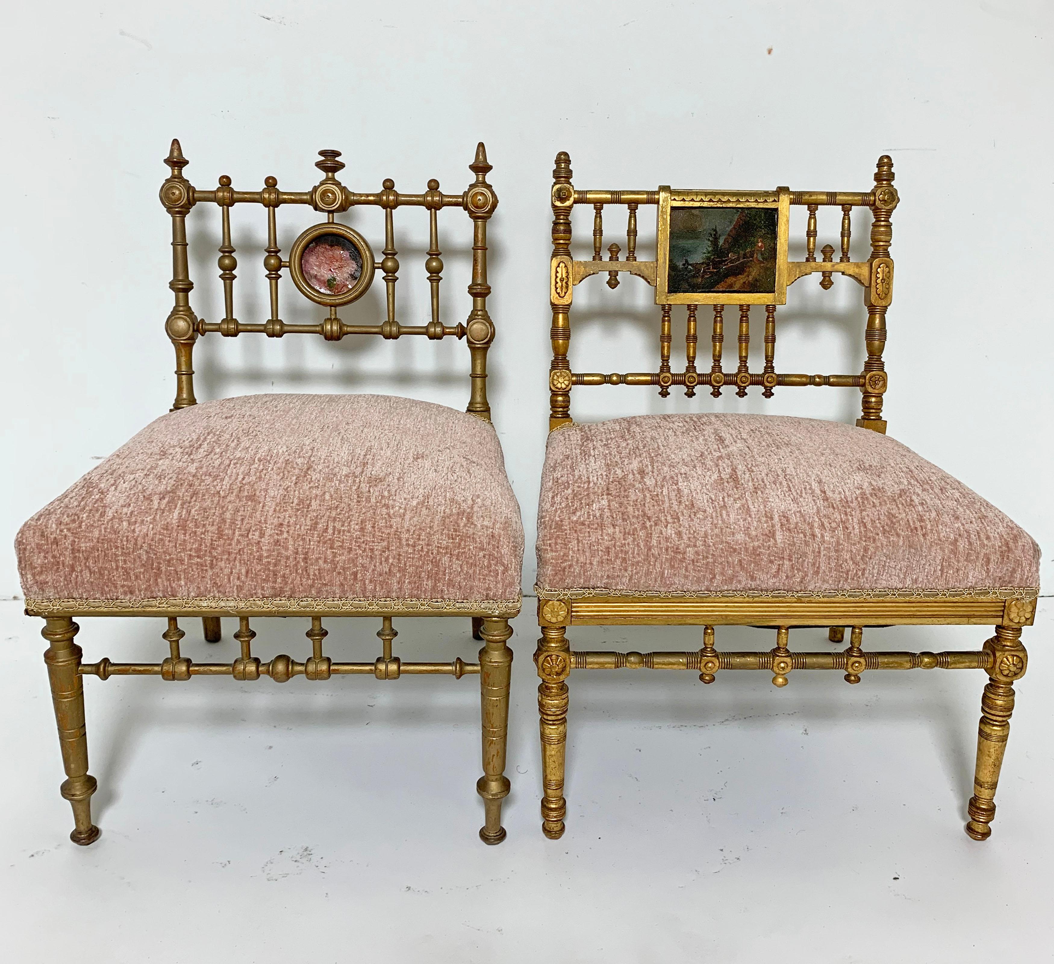 Two American Aesthetic Movement Giltwood Slipper Chairs, circa Late 1800s 7