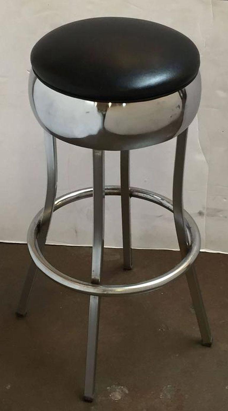 Two American Chrome Bar Stools 'Priced Individually' For Sale 5