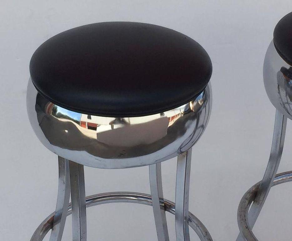 20th Century Two American Chrome Bar Stools 'Priced Individually' For Sale