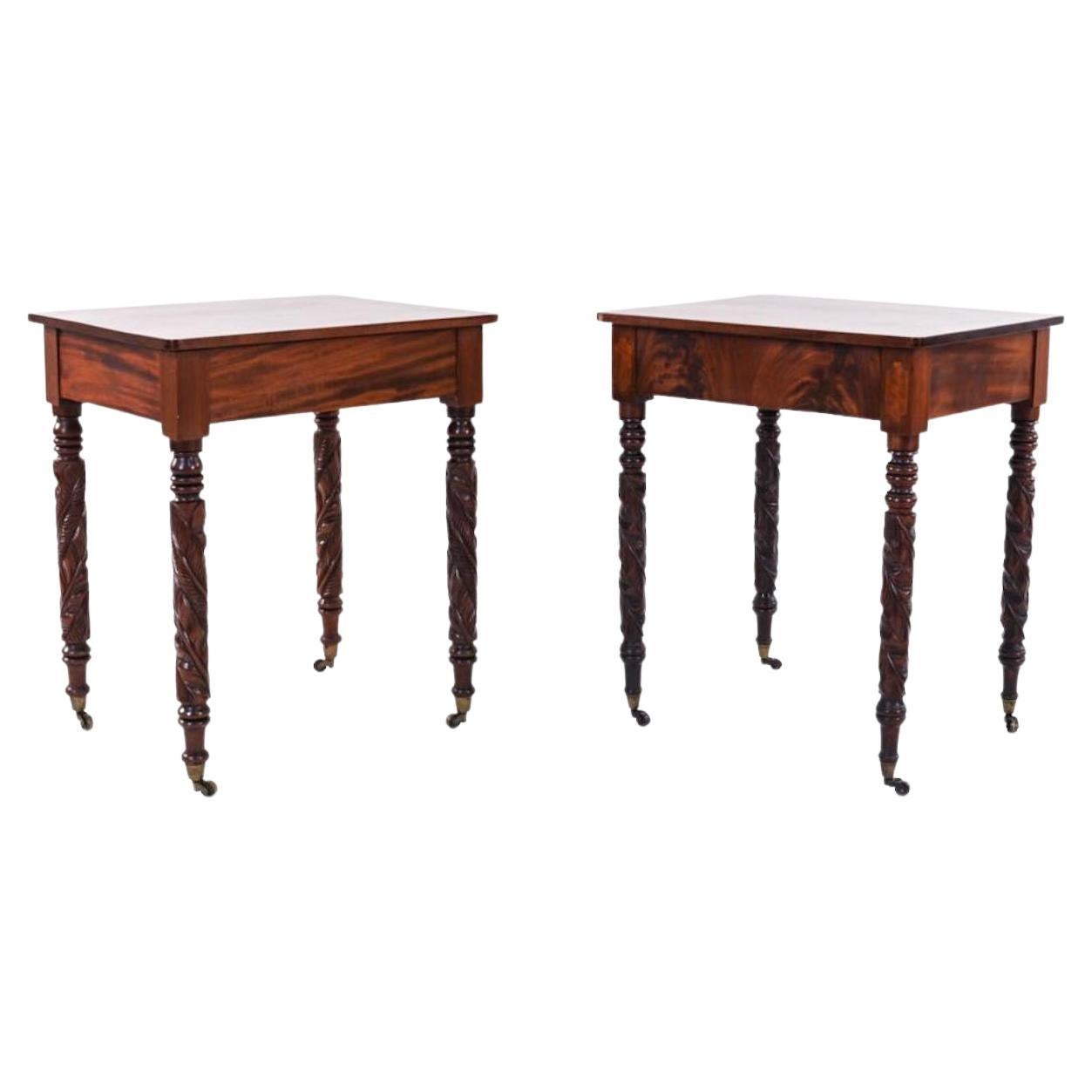Two American Mahogany Late Federal Style Side or End Tables