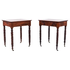Antique Two American Mahogany Late Federal Style Side or End Tables