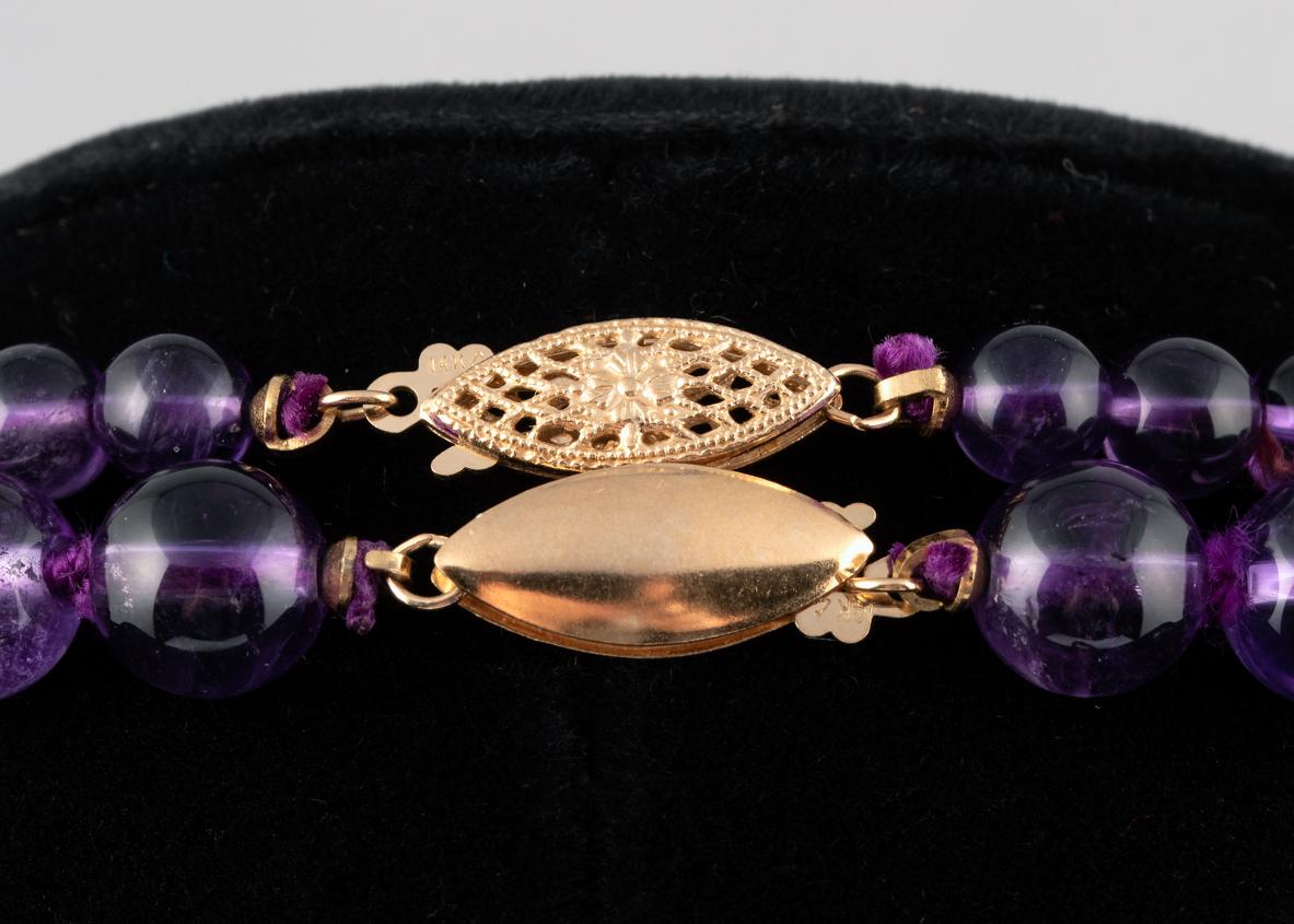 Women's or Men's Two Amethyst Gold Beaded Necklaces, 1980s