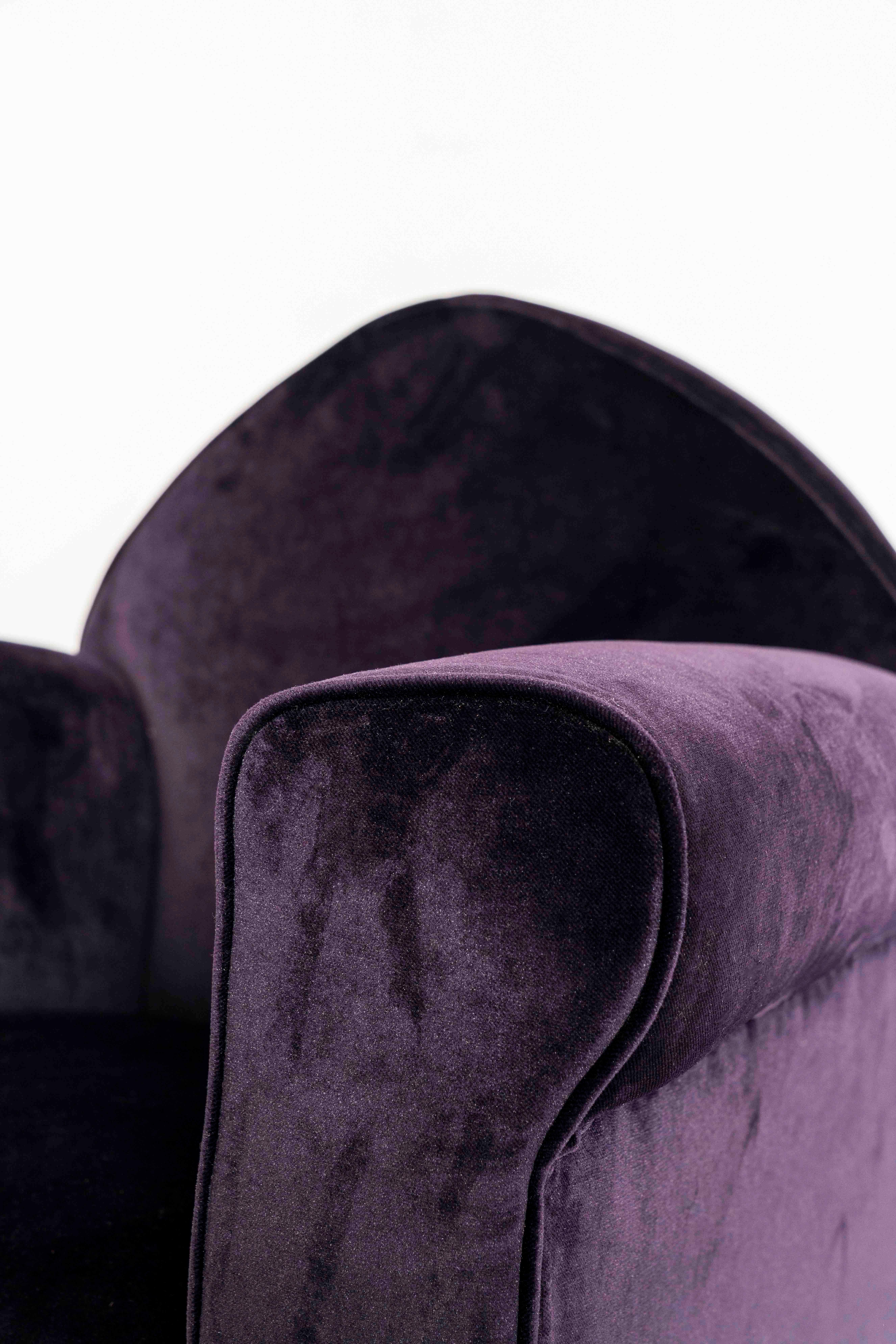 Two Amsterdam School Lounge Chairs in Purple Velvet, The Netherlands 1930s 4