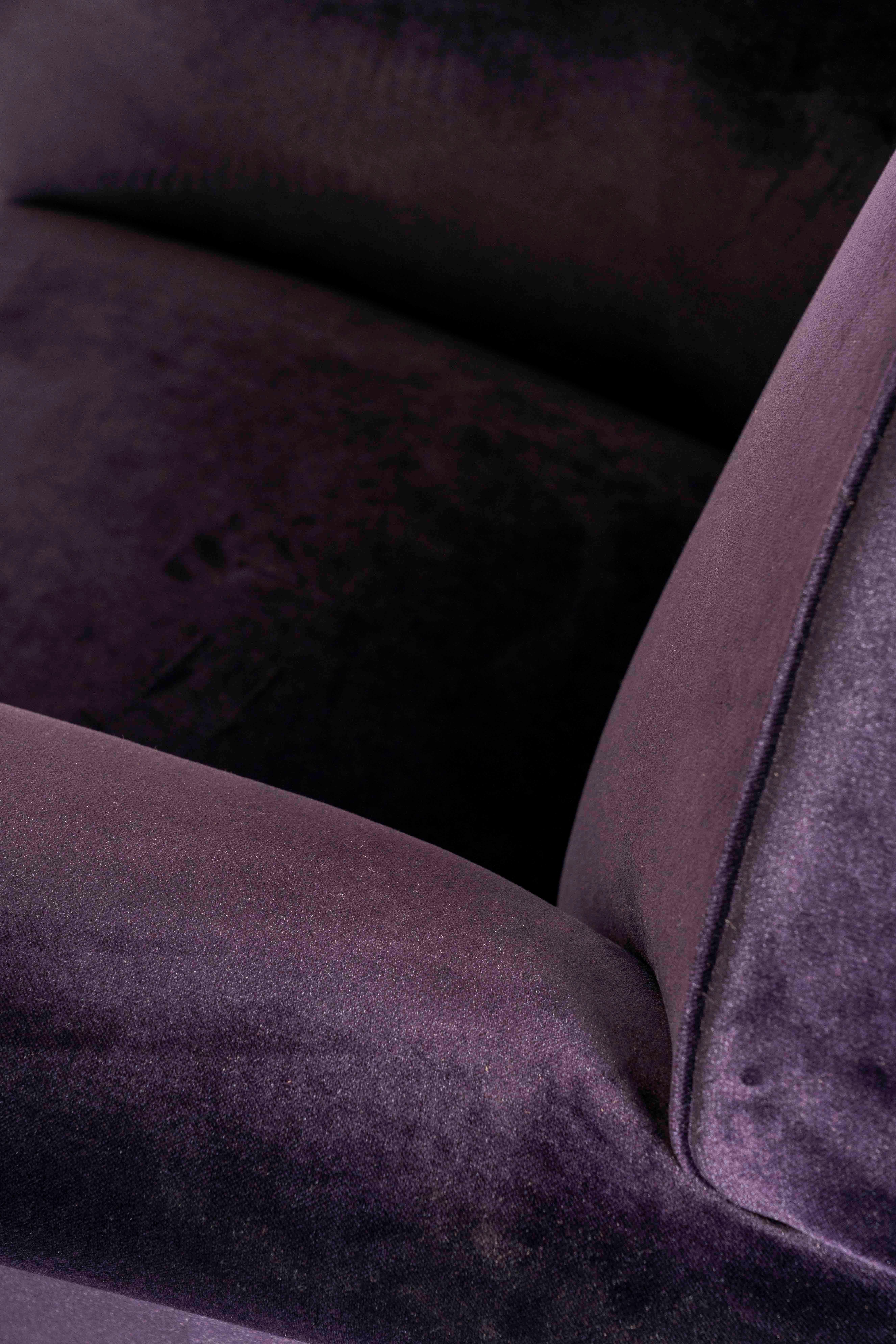 Two Amsterdam School Lounge Chairs in Purple Velvet, The Netherlands 1930s 6