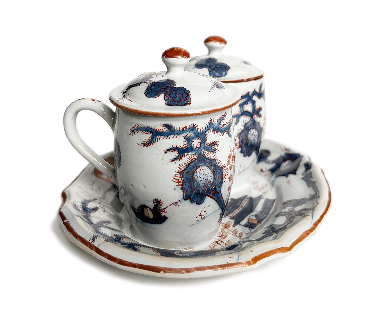Deux pots de moutarde anciens en maïolique, Milan, 1745-1788 Circa en vente 4