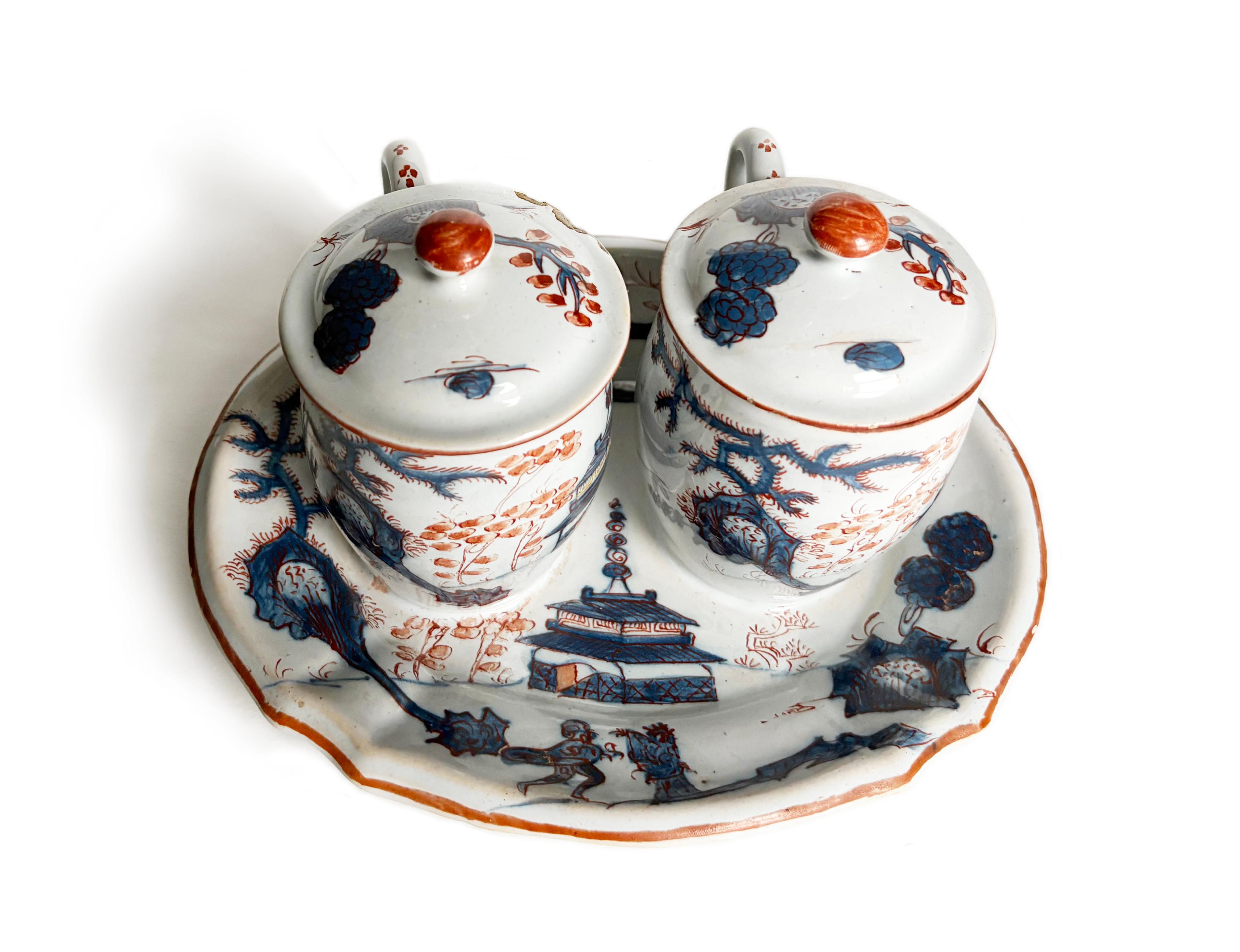 Deux pots de moutarde anciens en maïolique, Milan, 1745-1788 Circa en vente 7