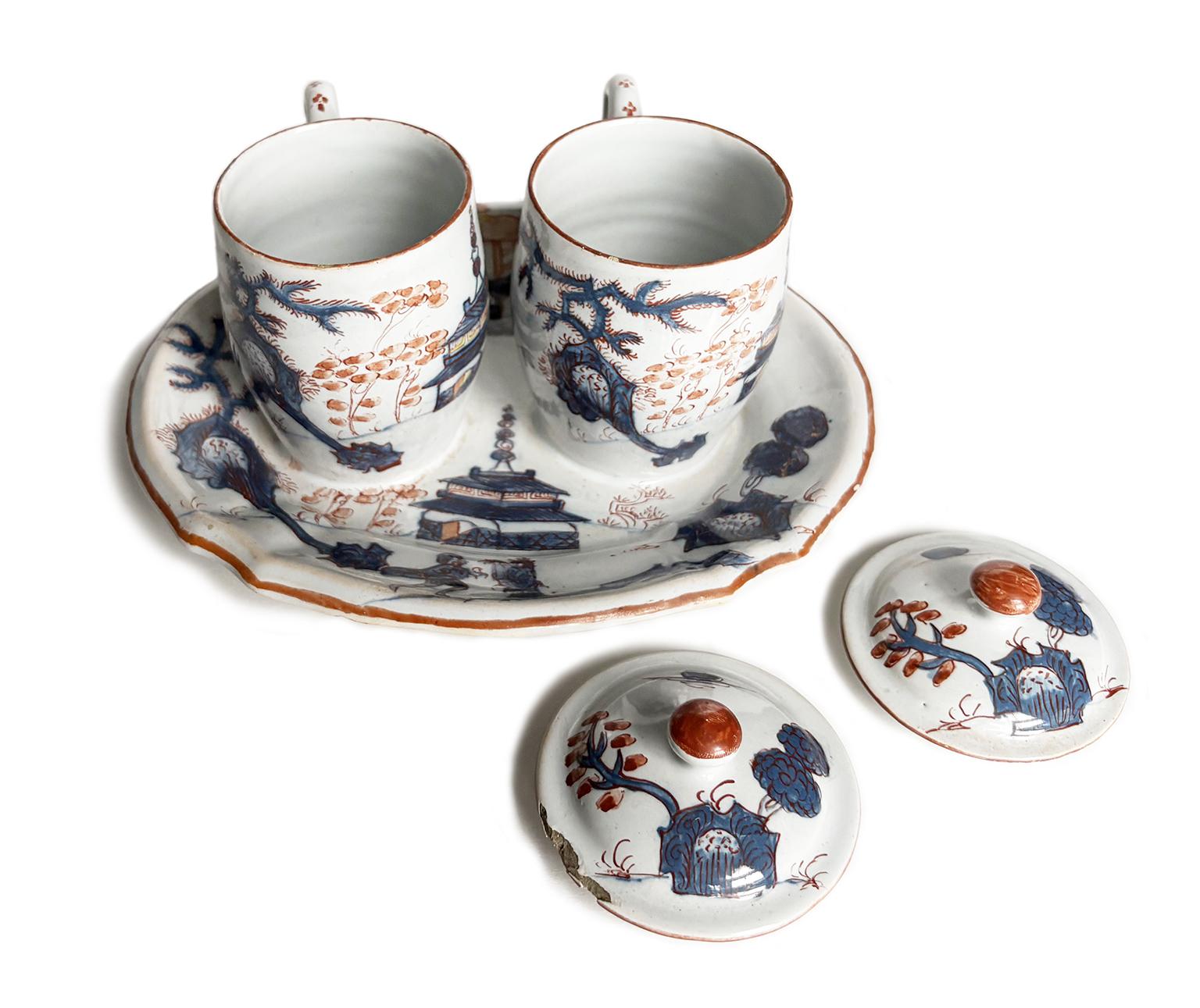 Deux pots de moutarde anciens en maïolique, Milan, 1745-1788 Circa en vente 9