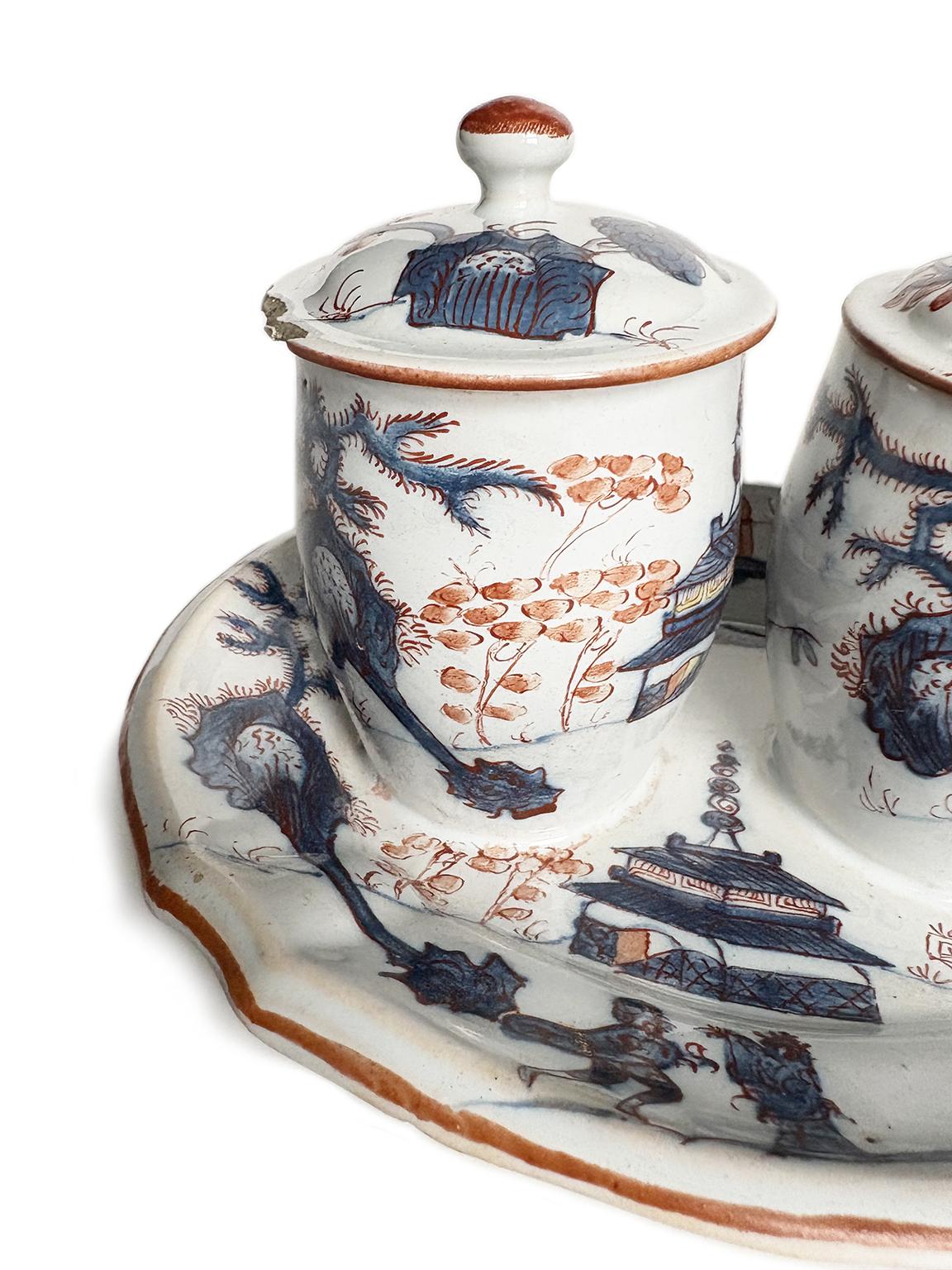 Deux pots de moutarde anciens en maïolique, Milan, 1745-1788 Circa en vente 12