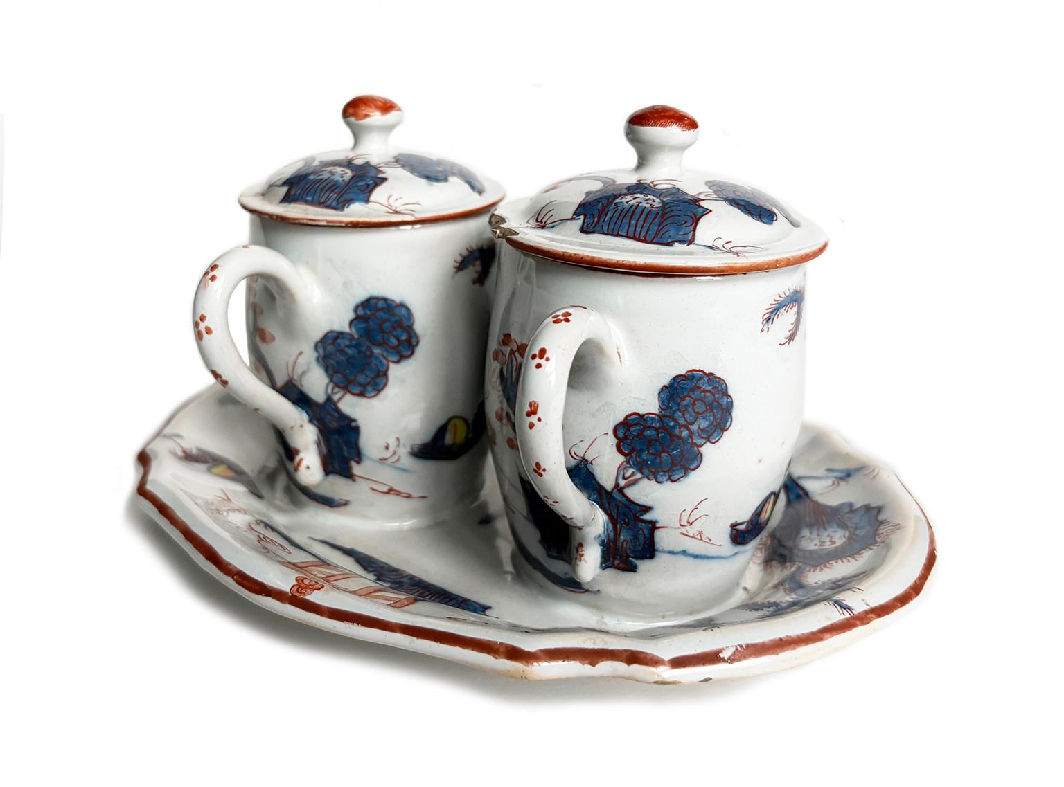 Deux pots de moutarde anciens en maïolique, Milan, 1745-1788 Circa en vente 2