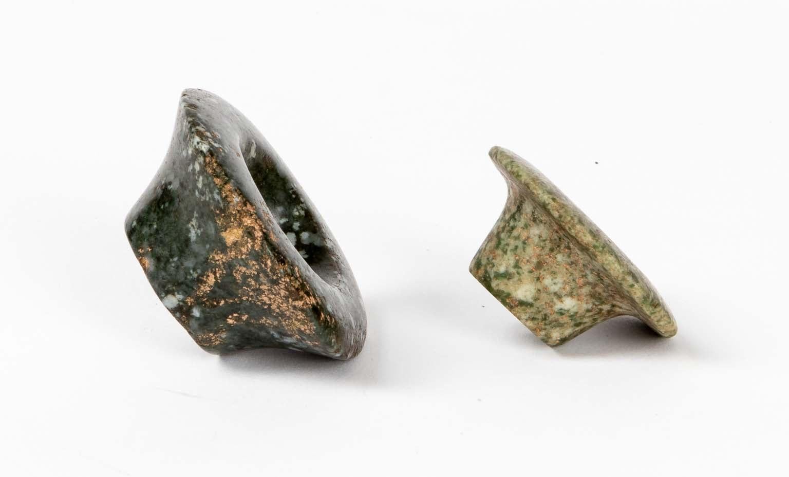 18th Century and Earlier Two Ancient Mayan Jade Ear Plugs Fifth to Seventh Century AD For Sale