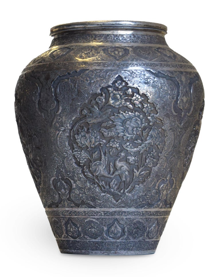 Two Ancient Persian Silver Vases, 19th Century For Sale at 1stdibs