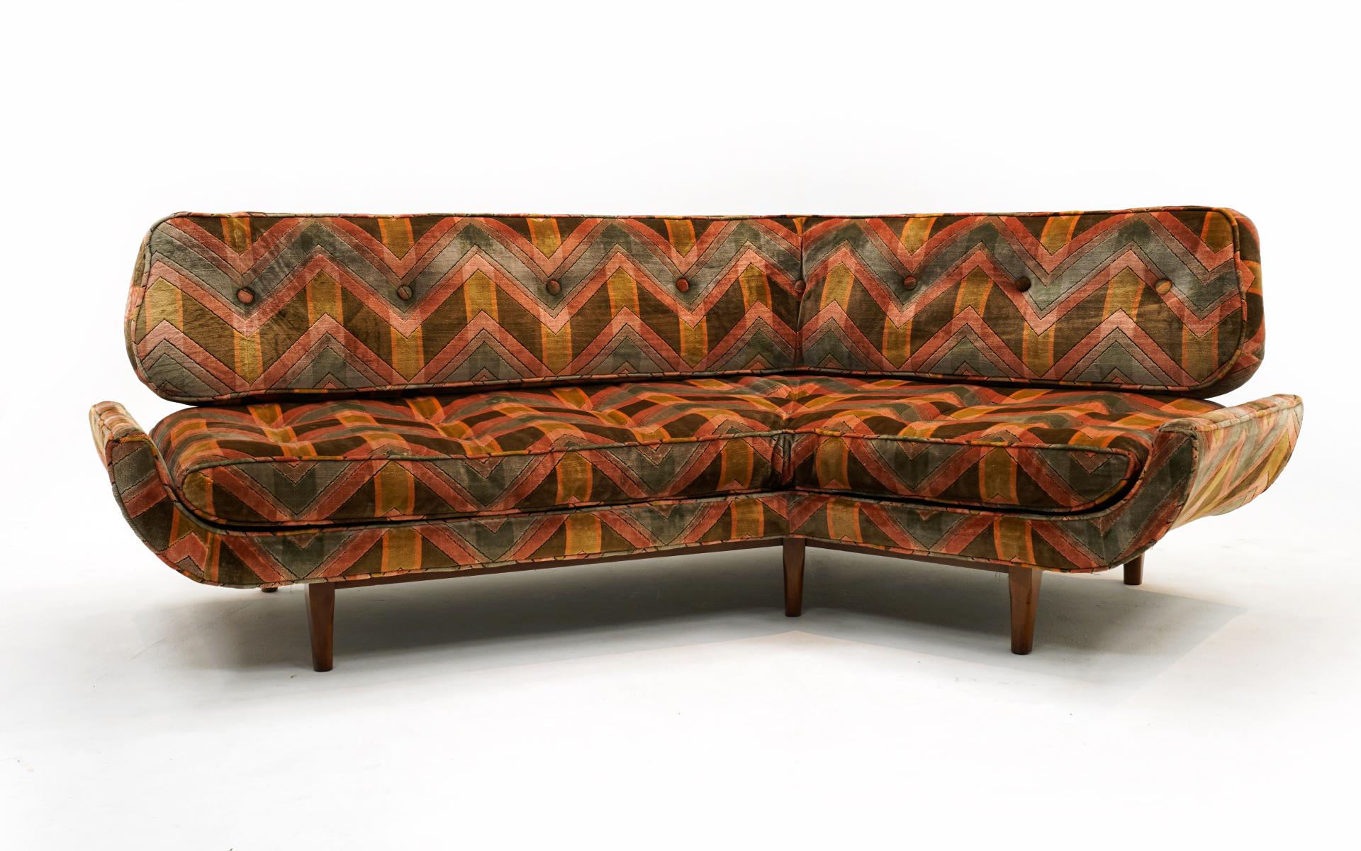 Two Angled Sofas. Custom Made by Dux, 1960s. Priced for Redo.  Buy One or Two. In Good Condition In Kansas City, MO
